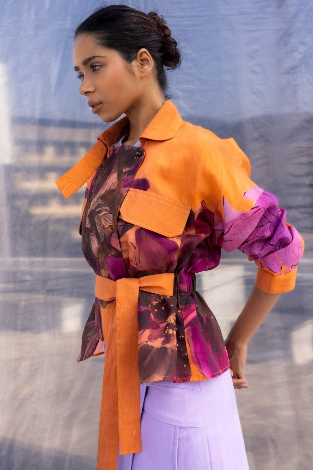 Dahlia Silk Biker Jacket