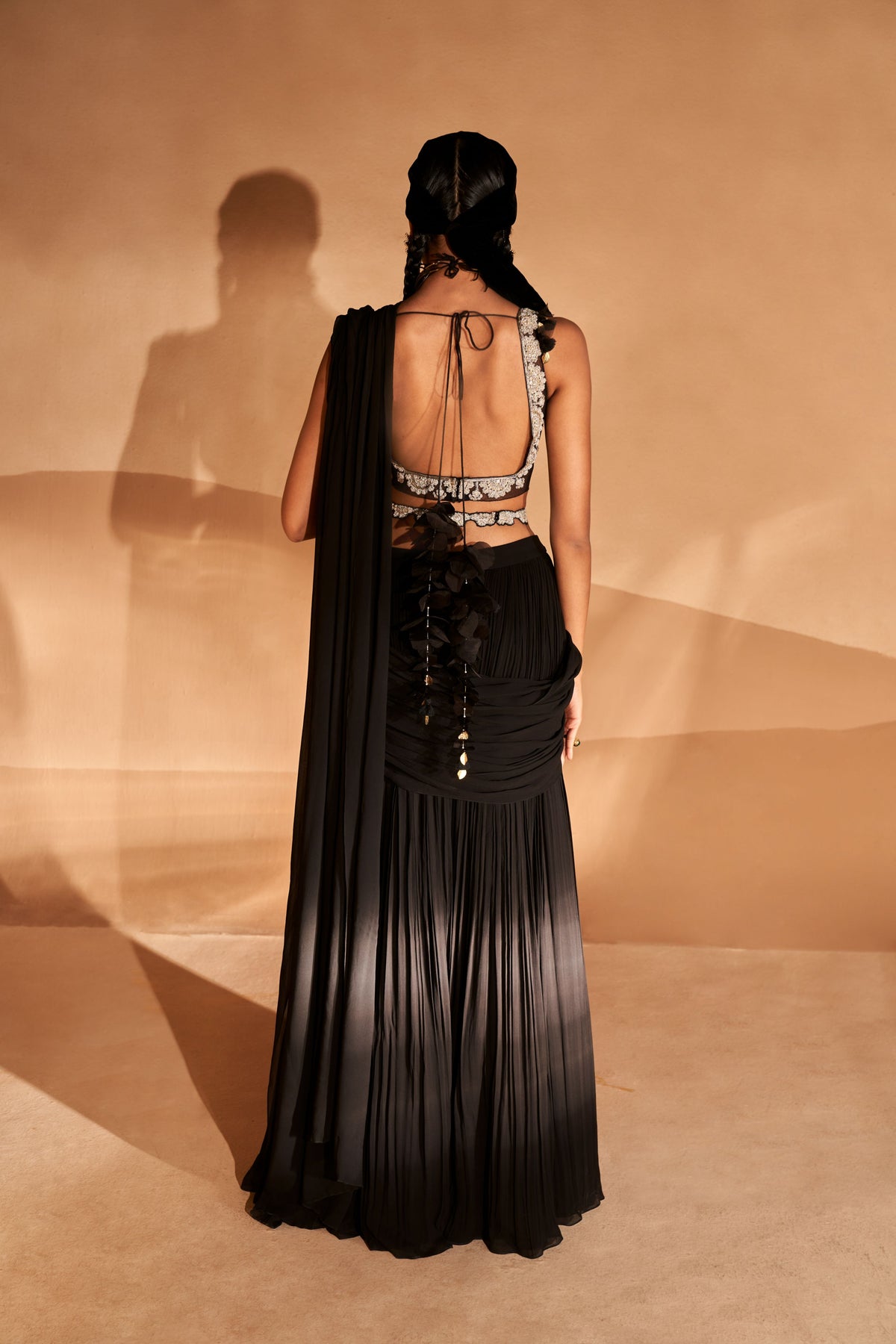 Black Palazzo Saree Set