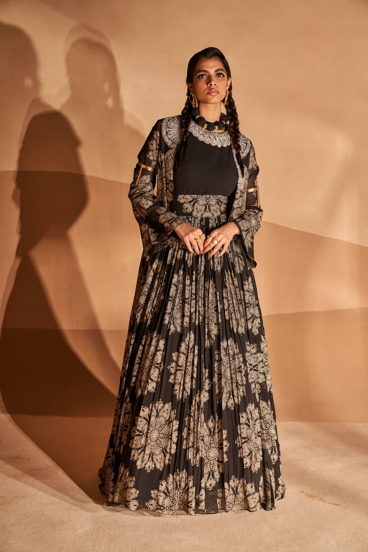 Black Tara Jacket Anarkali