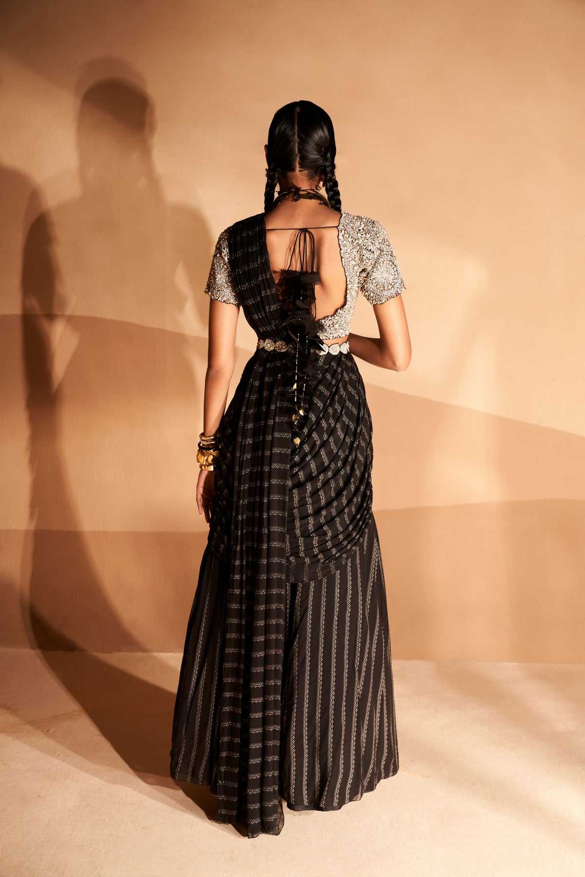 Black Nurekha Pre-stitched Saree