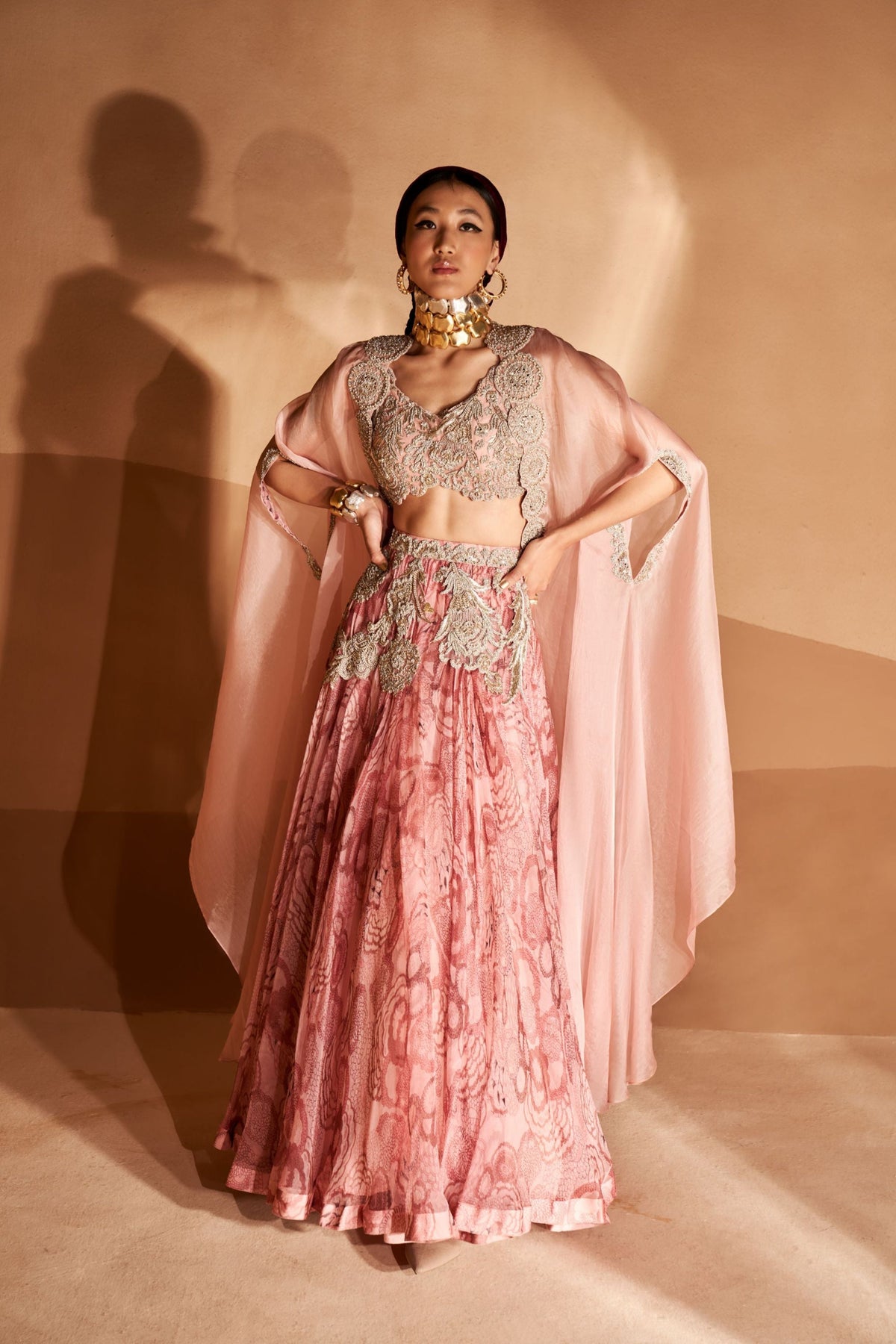 Blush Bahaar Lehenga and Cape Set