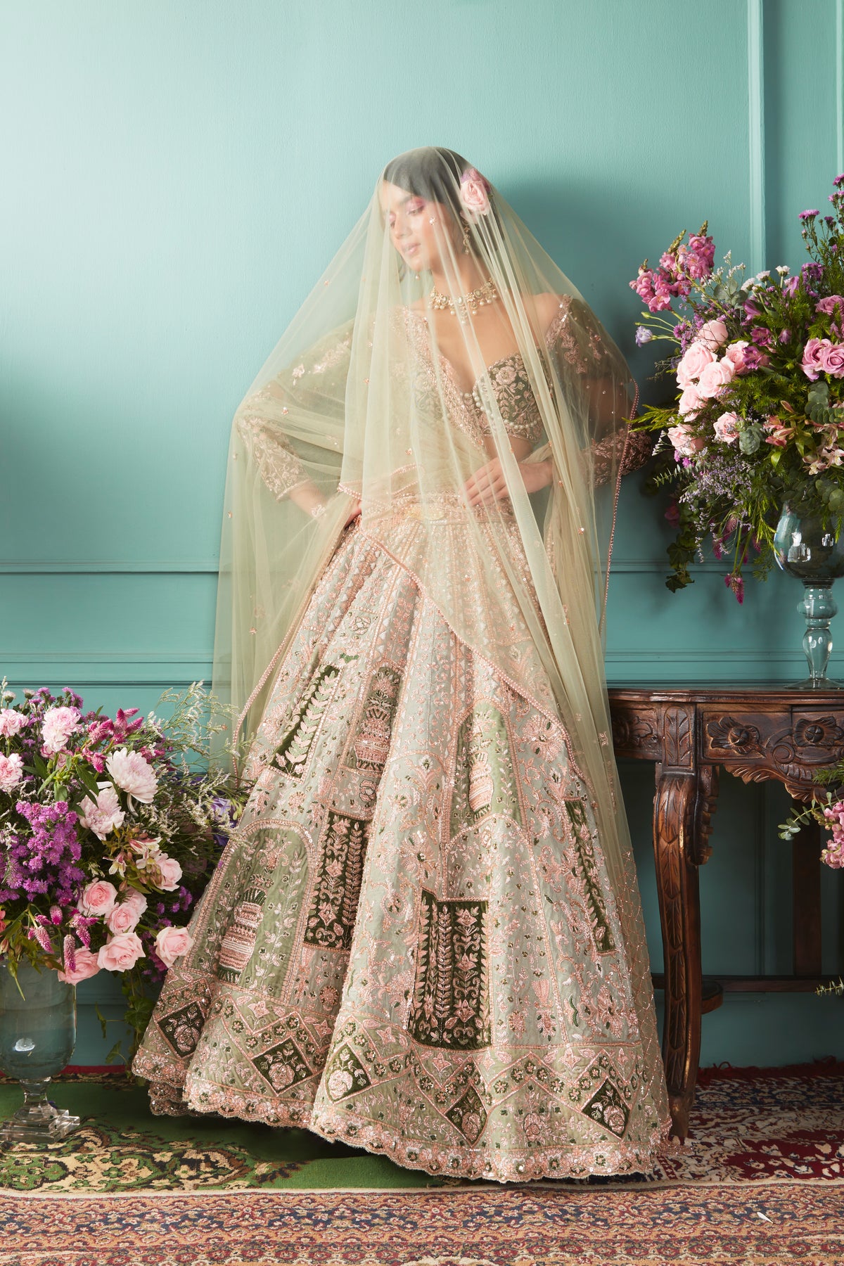Black &amp; Green Lehenga