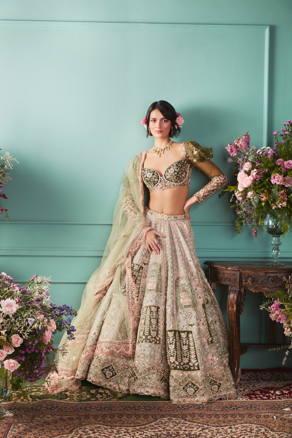 Black &amp; Green Lehenga