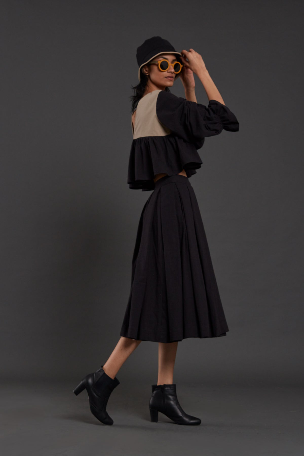 Black &amp; Beige Bow Top