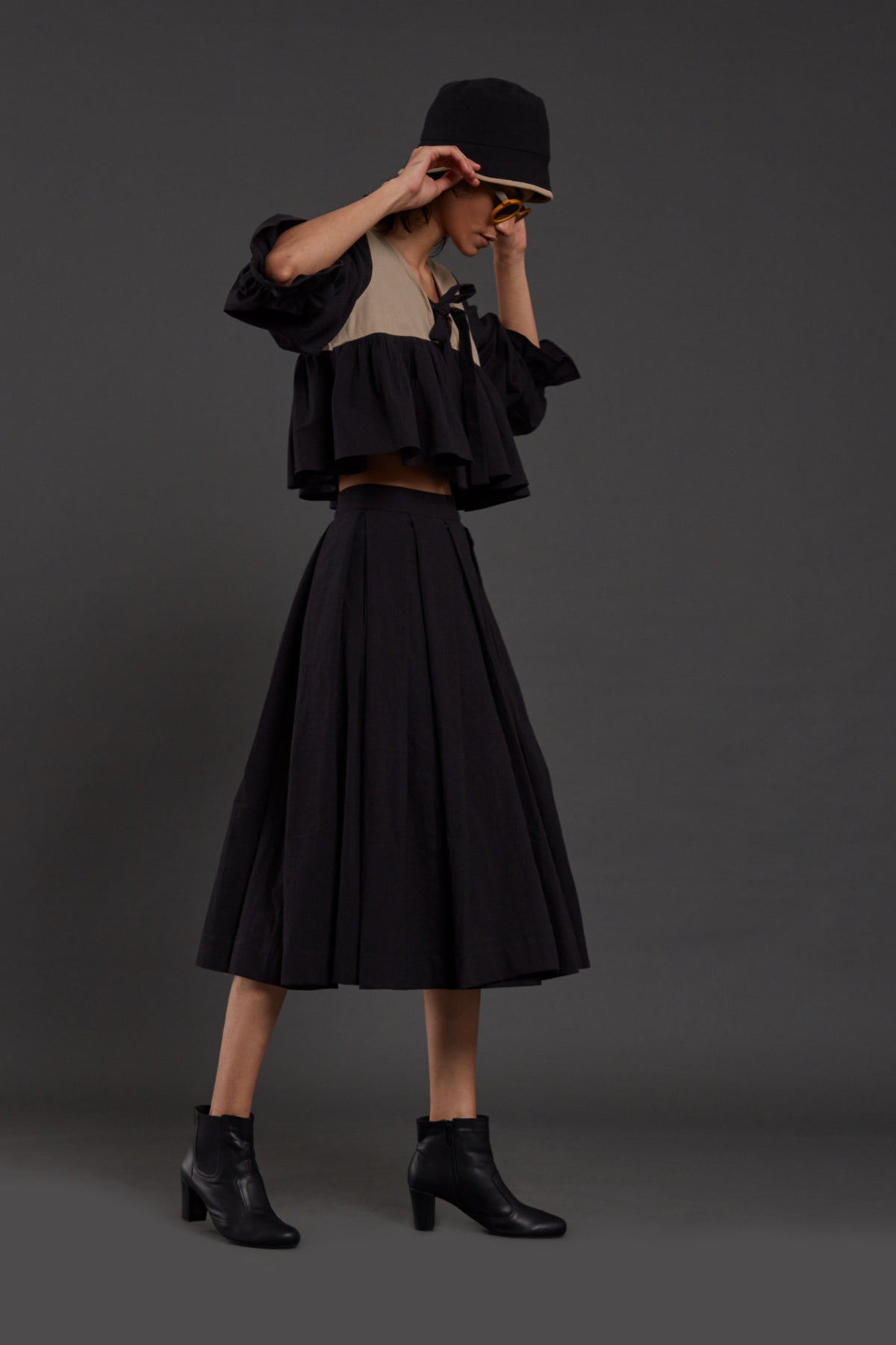 Black &amp; Beige Bow Top