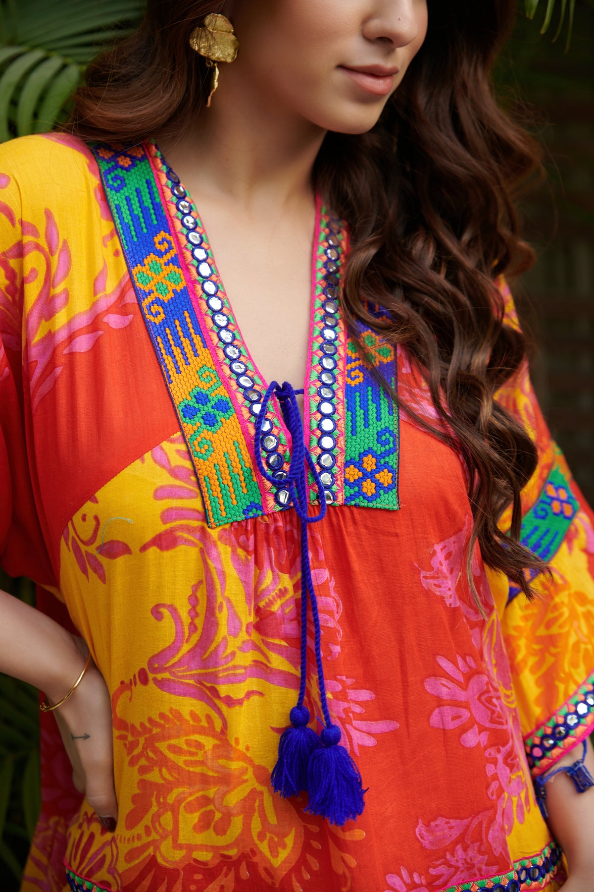 Orange Printed Boxy Mini Dress