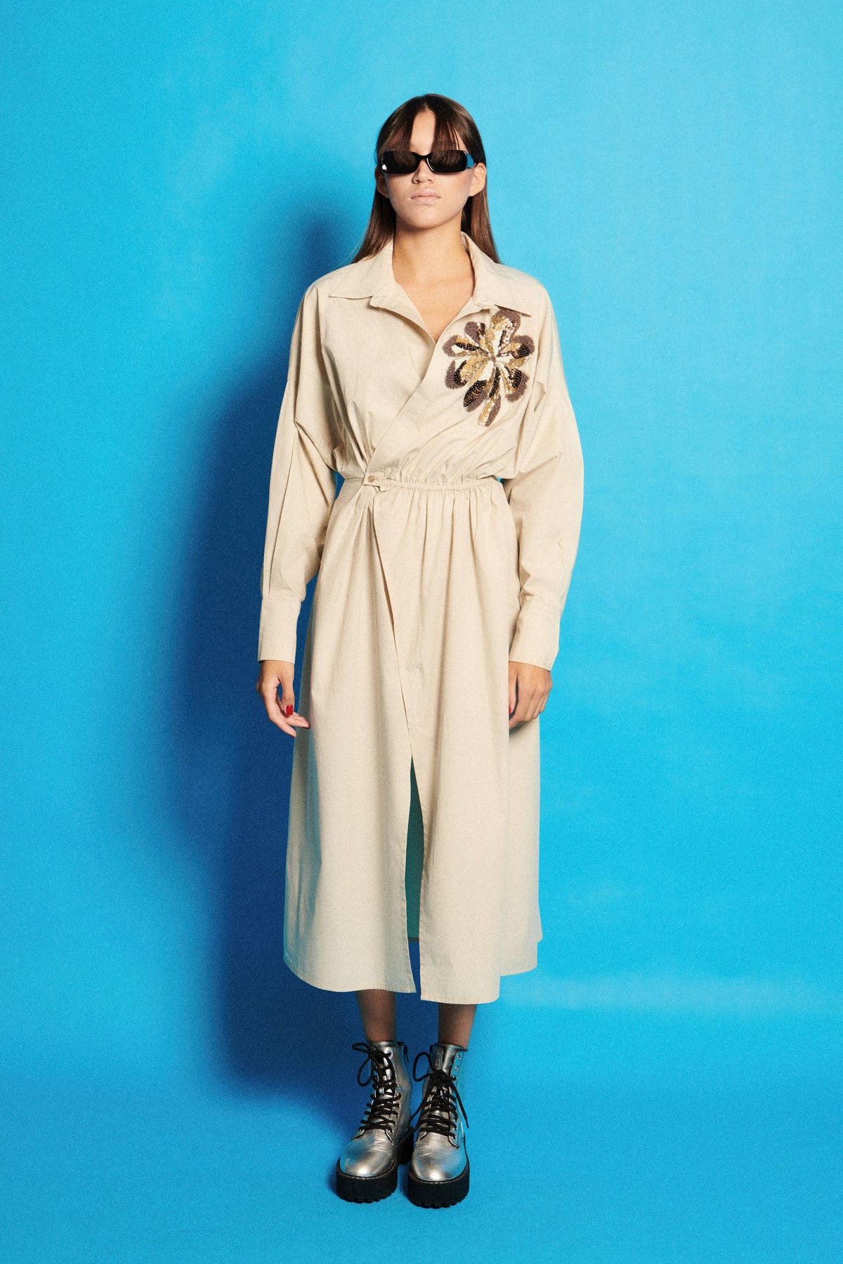 Mud Poplin Wrap On Dress