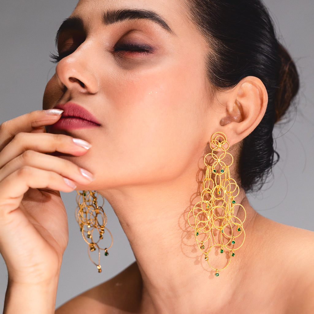 Ringlets Earrings With Emeralds