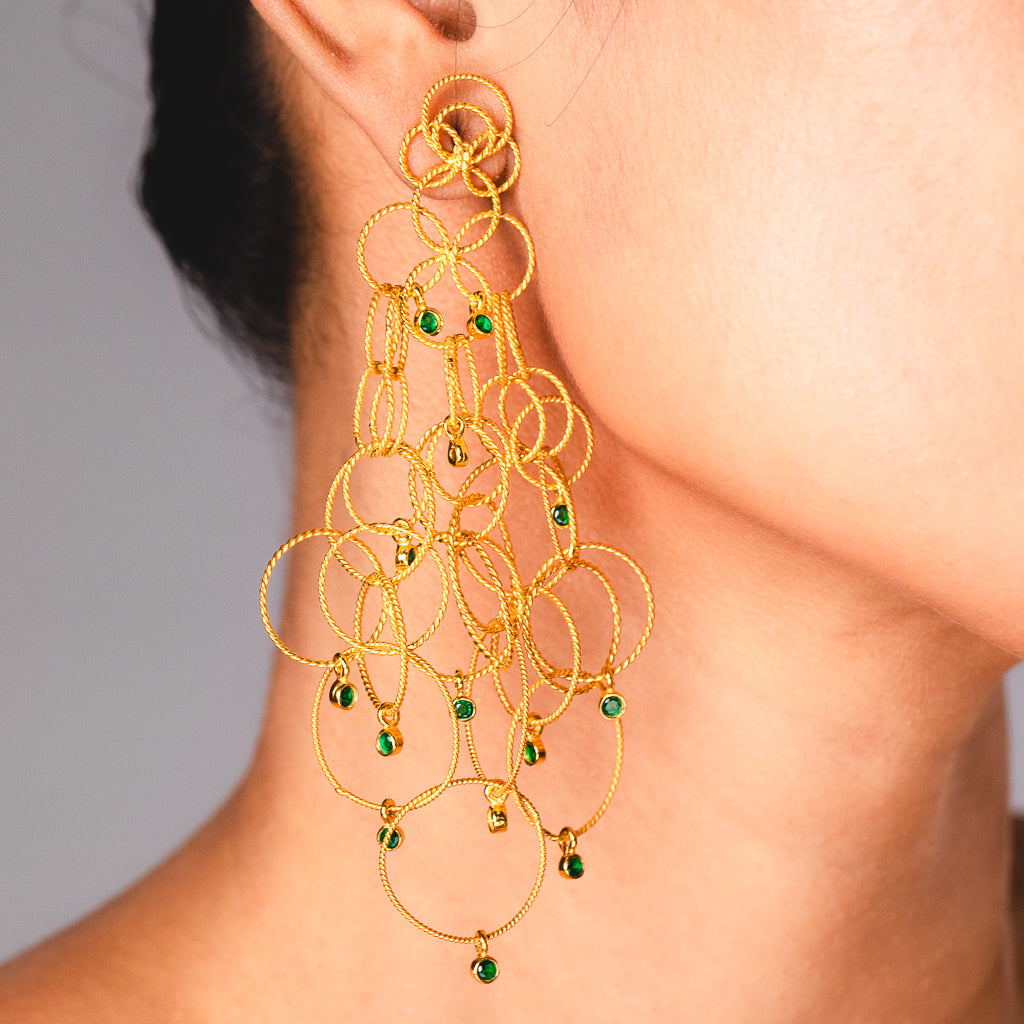 Ringlets Earrings With Emeralds