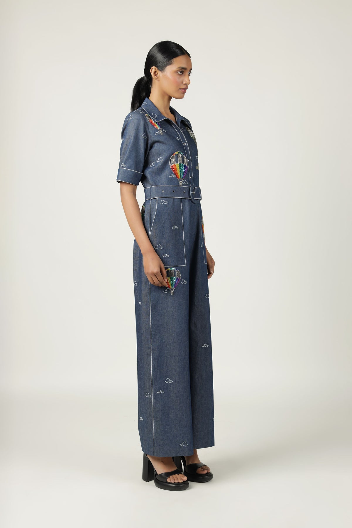 Balloons Jumpsuit With Buckle Belt