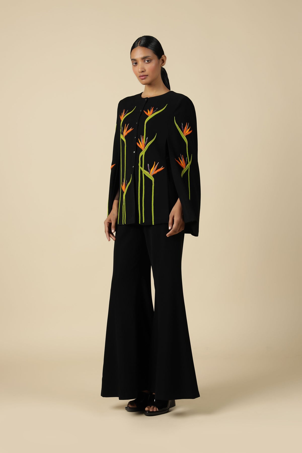 Bird of Paradise Cape With Flared Pants