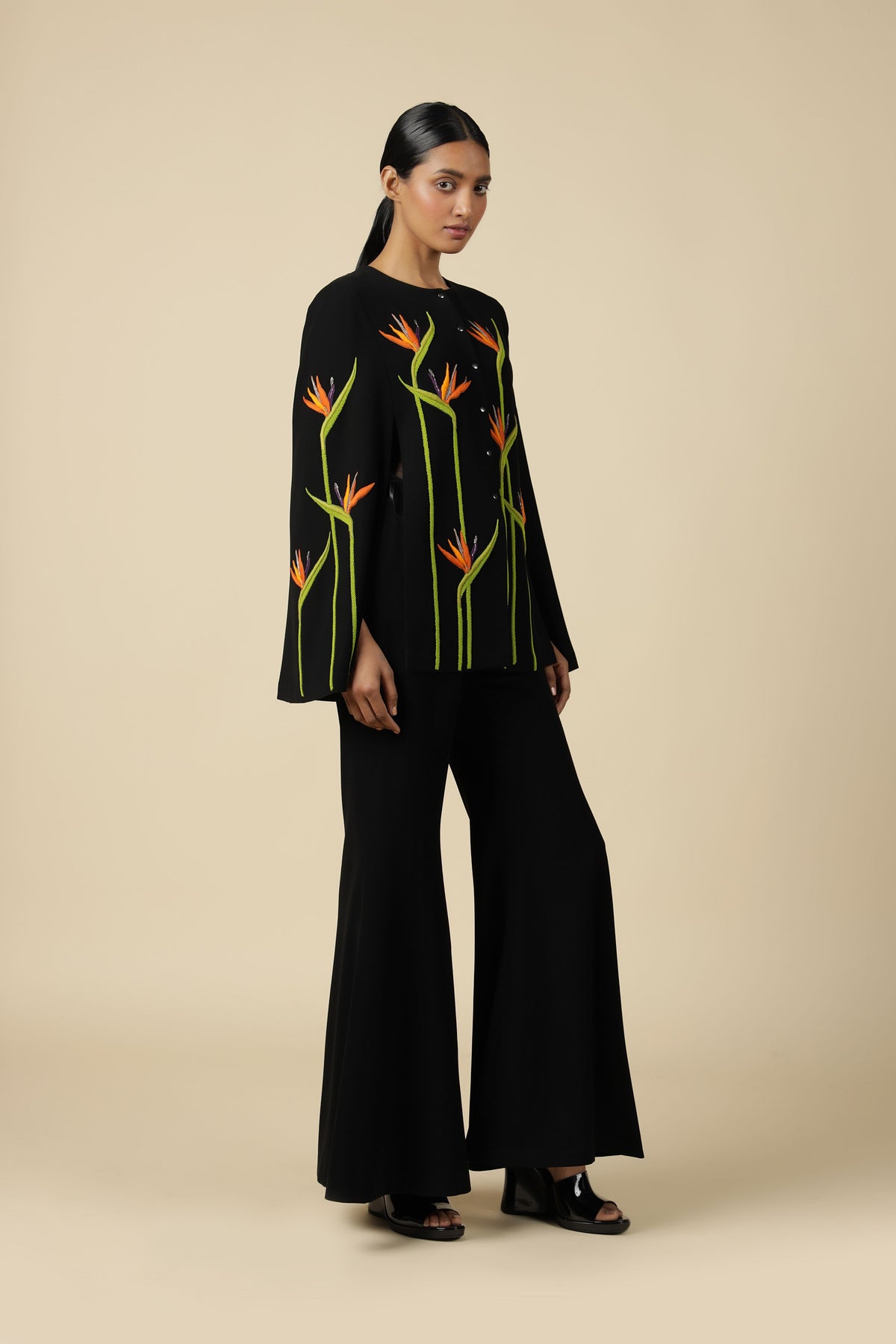 Bird of Paradise Cape With Flared Pants