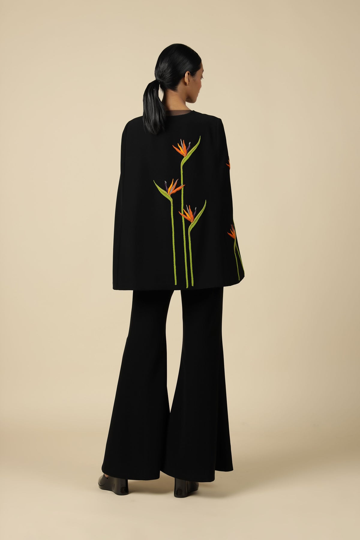 Bird of Paradise Cape With Flared Pants