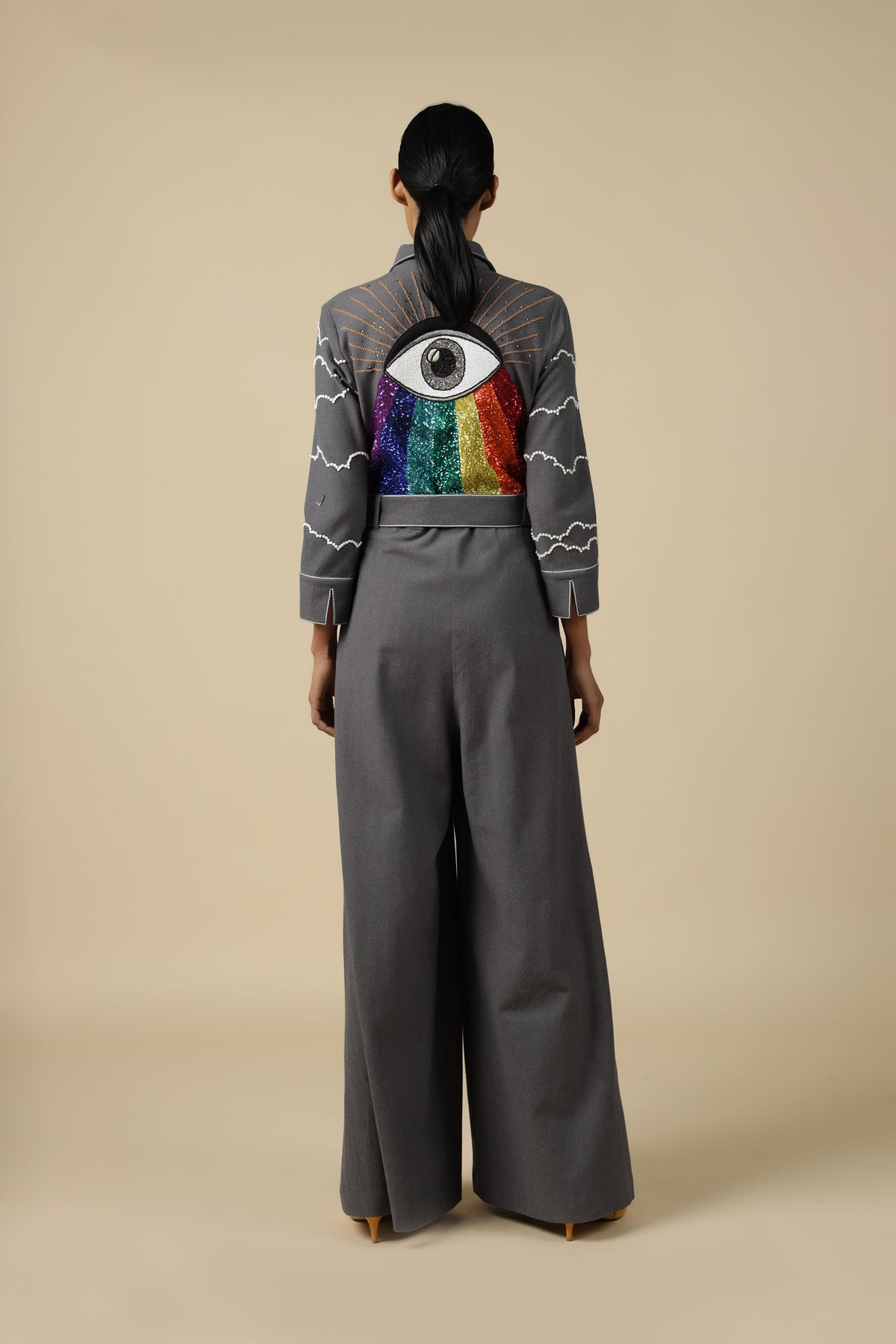 Eye Rainbow Jumpsuit With Buckle Belt