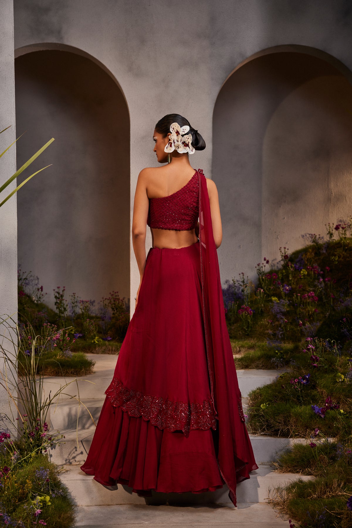 Maroon Lyla One Shoulder Skirt
