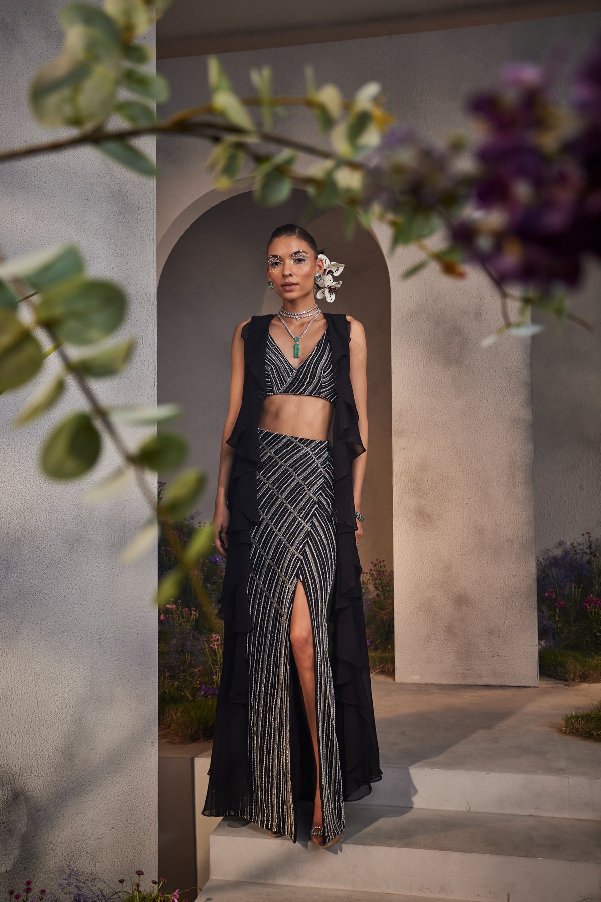 Black Luella Cape Set