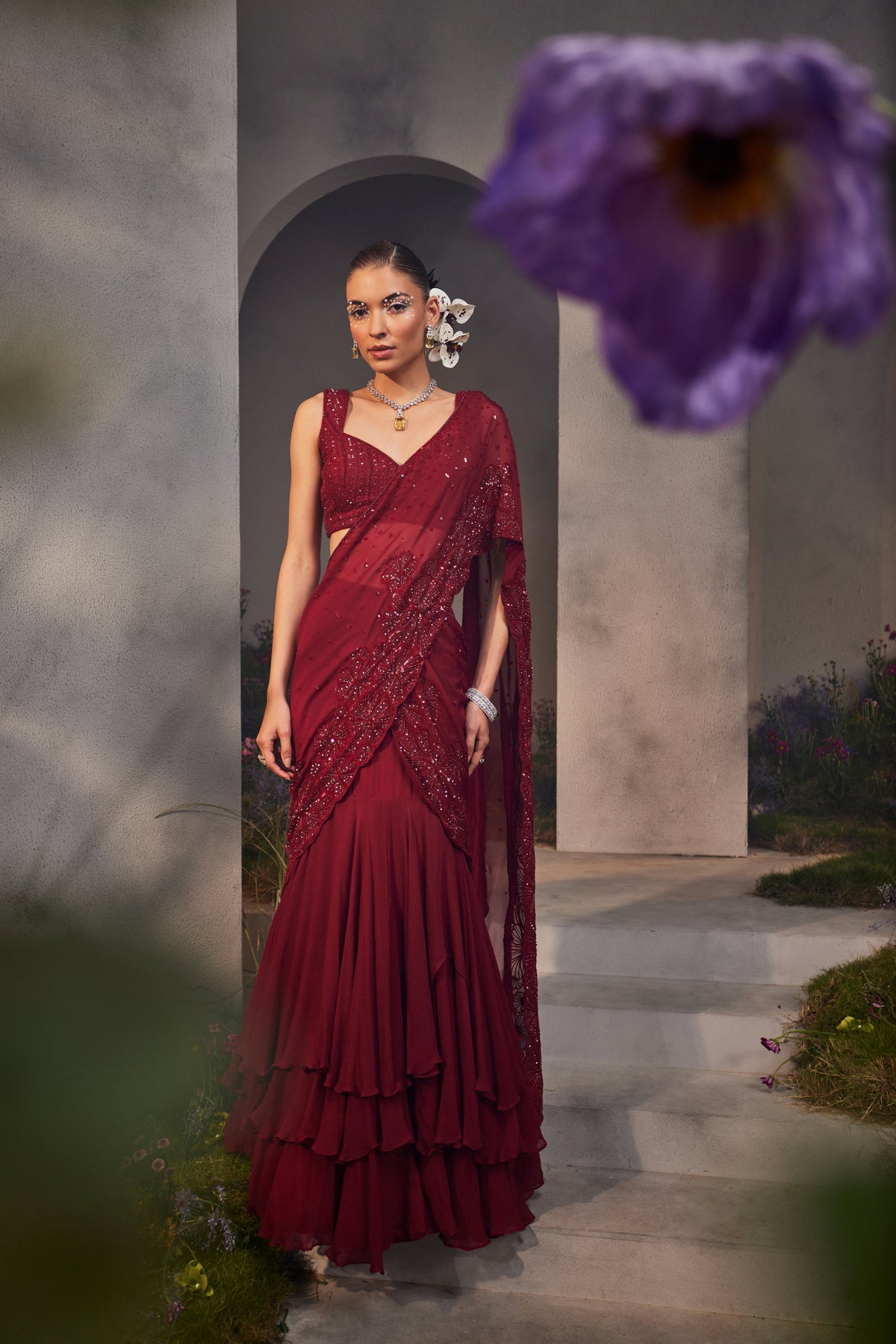 Leila Pre Draped Saree Set