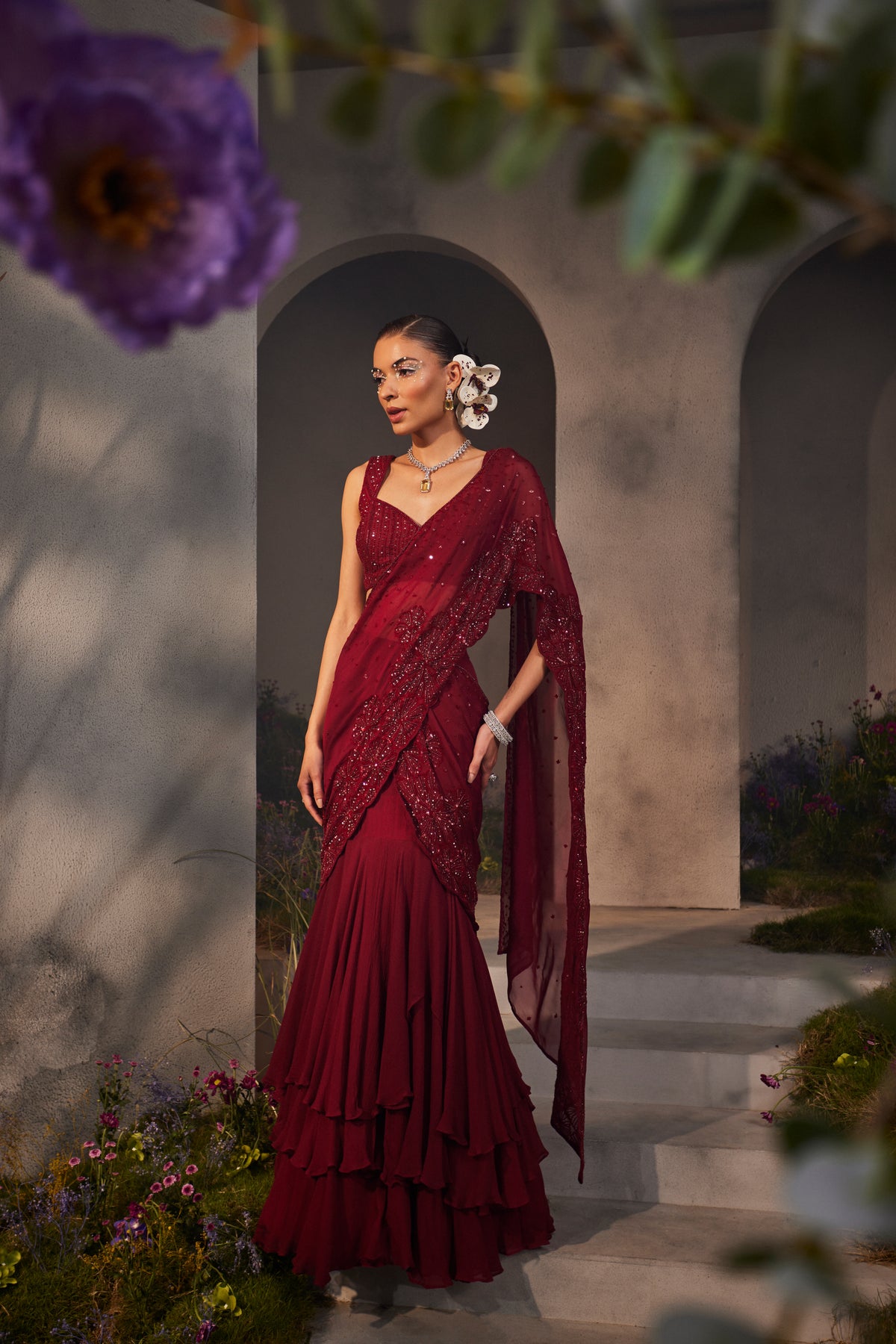 Leila Pre Draped Saree Set