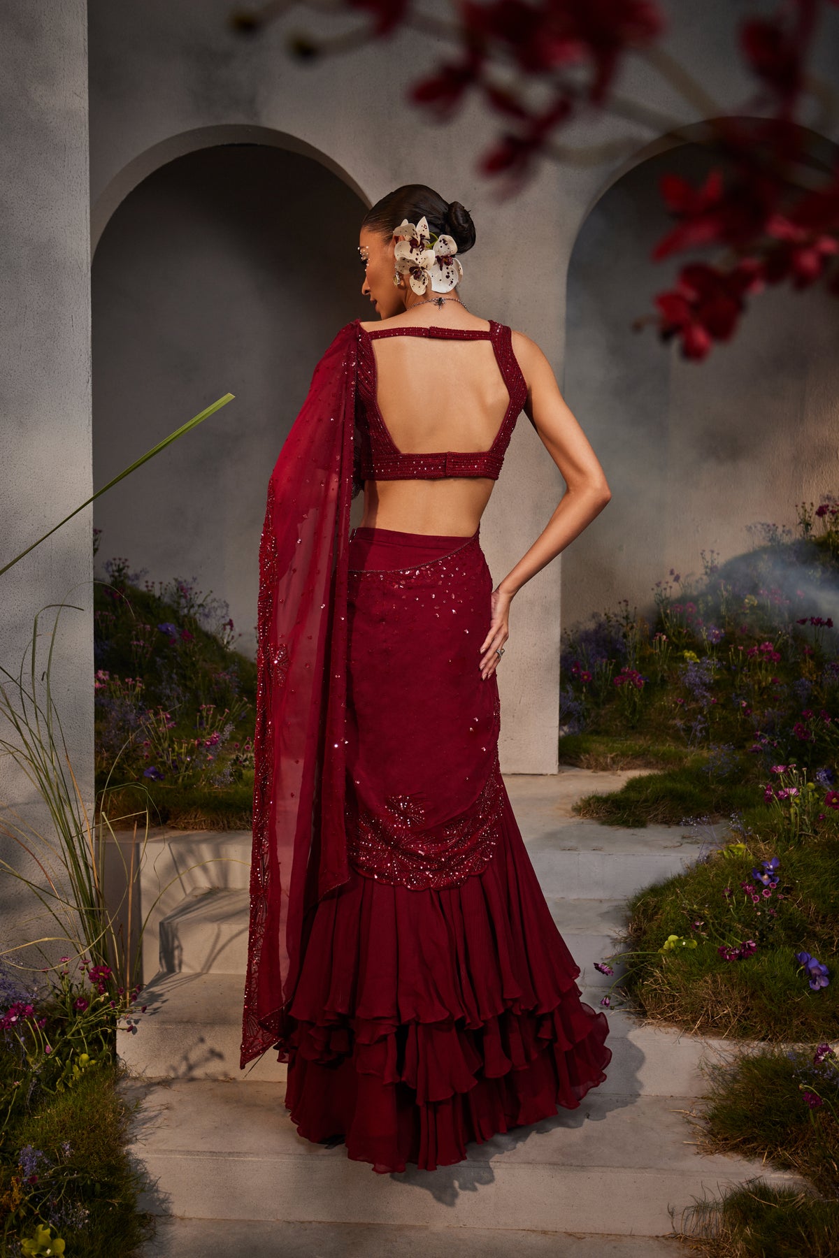 Leila Pre Draped Saree Set