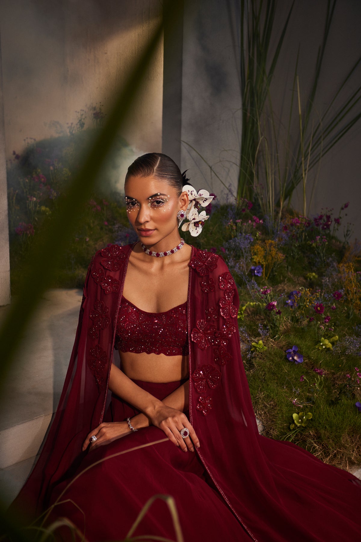 Maroon Lauren Cape Set
