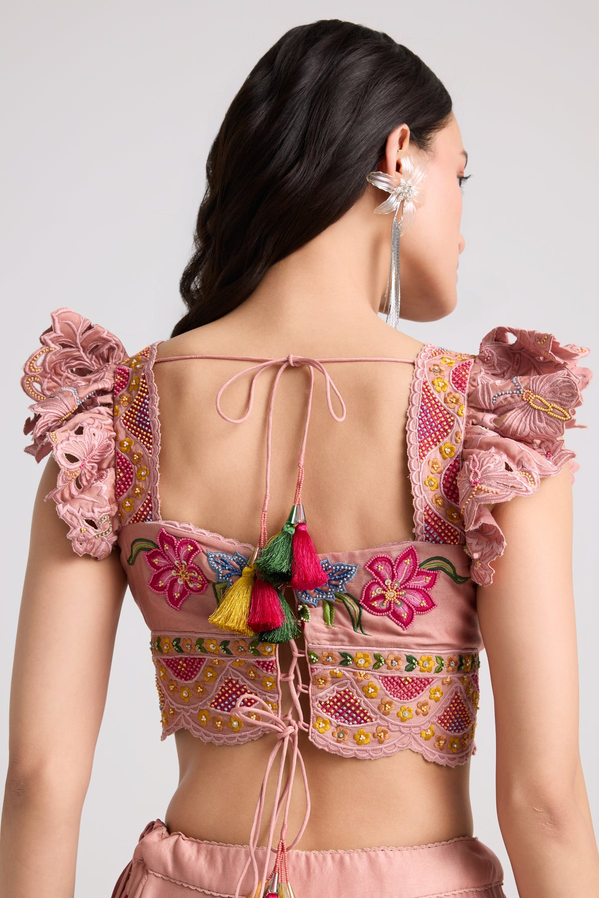 Soft Pink Multicolor Floral Bustier