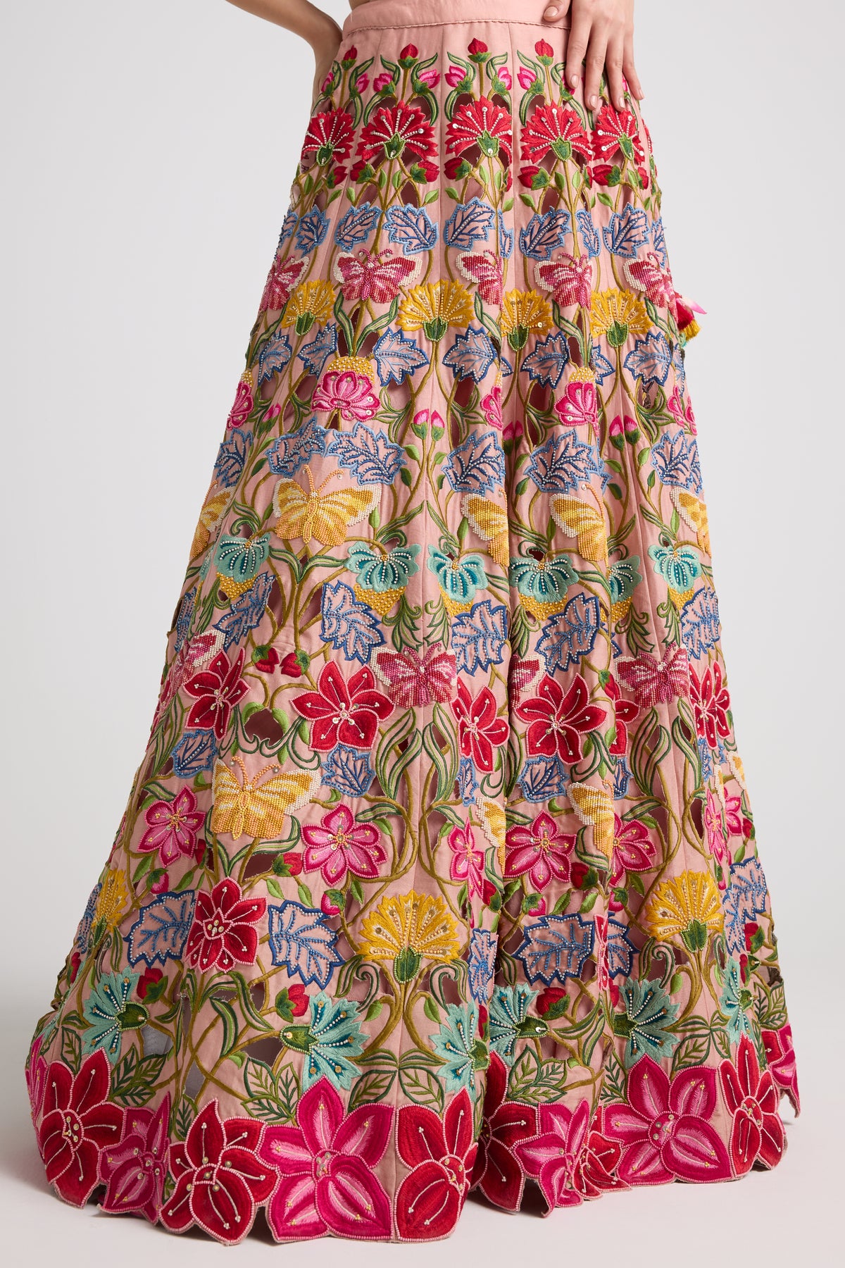 Soft Pink Multicolor Floral Lehenga