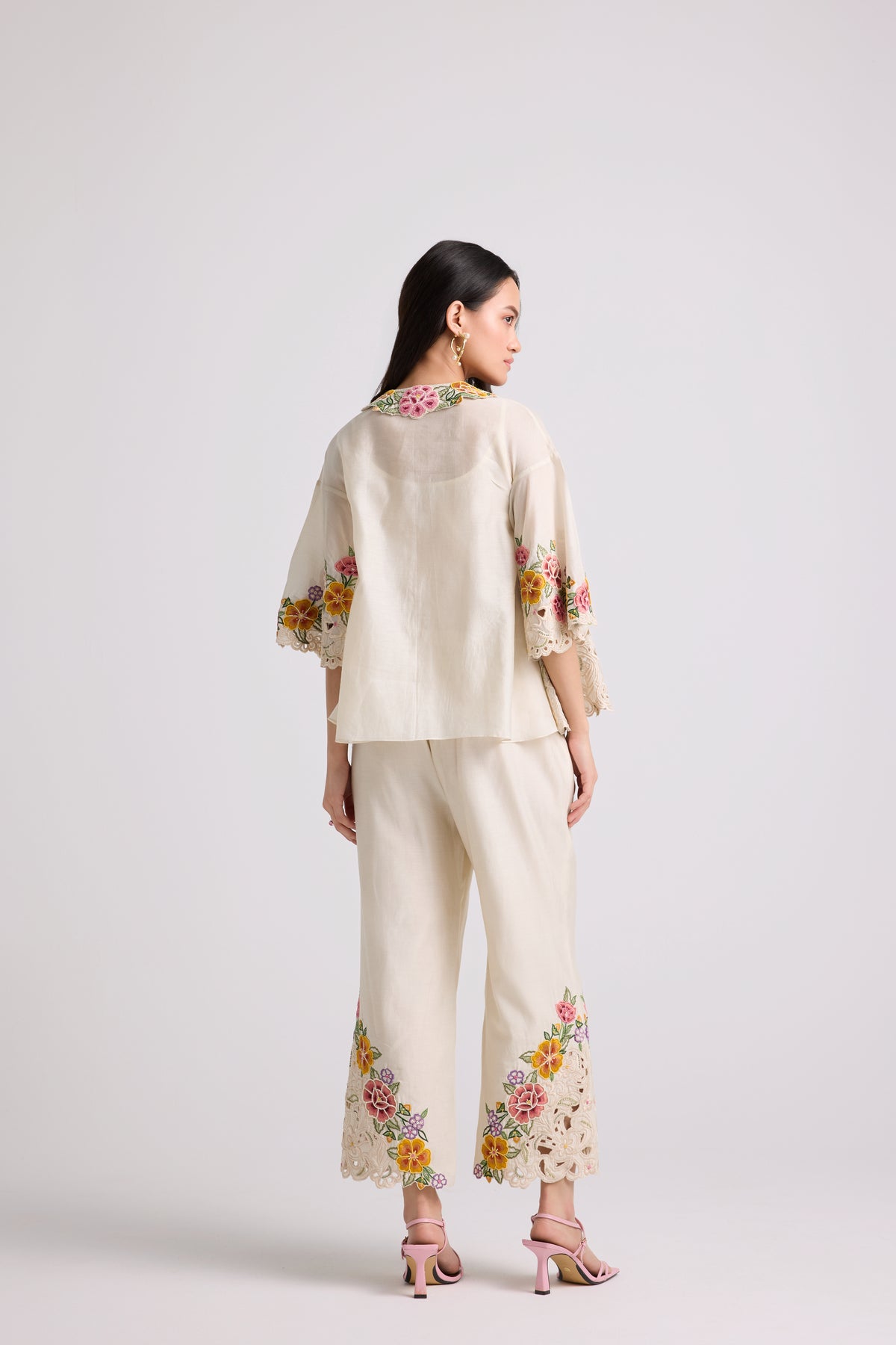 Ivory Floral Cutwork Shirt