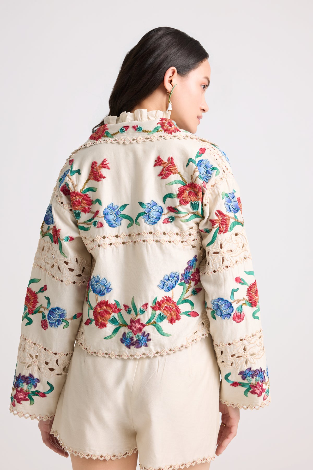 Ivory Applique And Beadwork Short Jacket