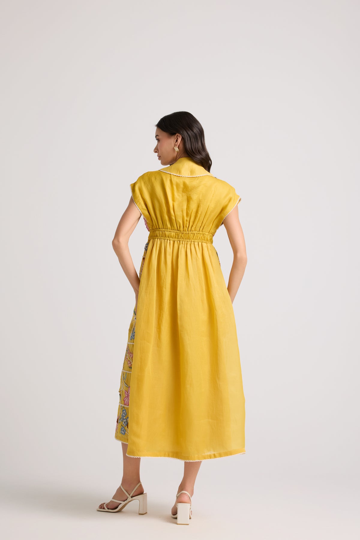 Yellow Checkered Shirt Dress
