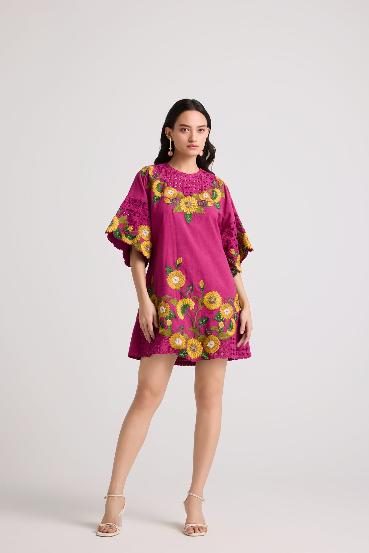 Fuchsia Sunflower Short Dress