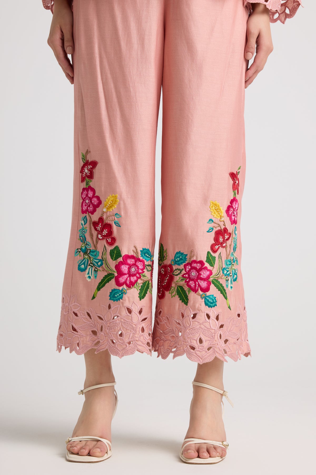 Soft Pink Cutwork Pants