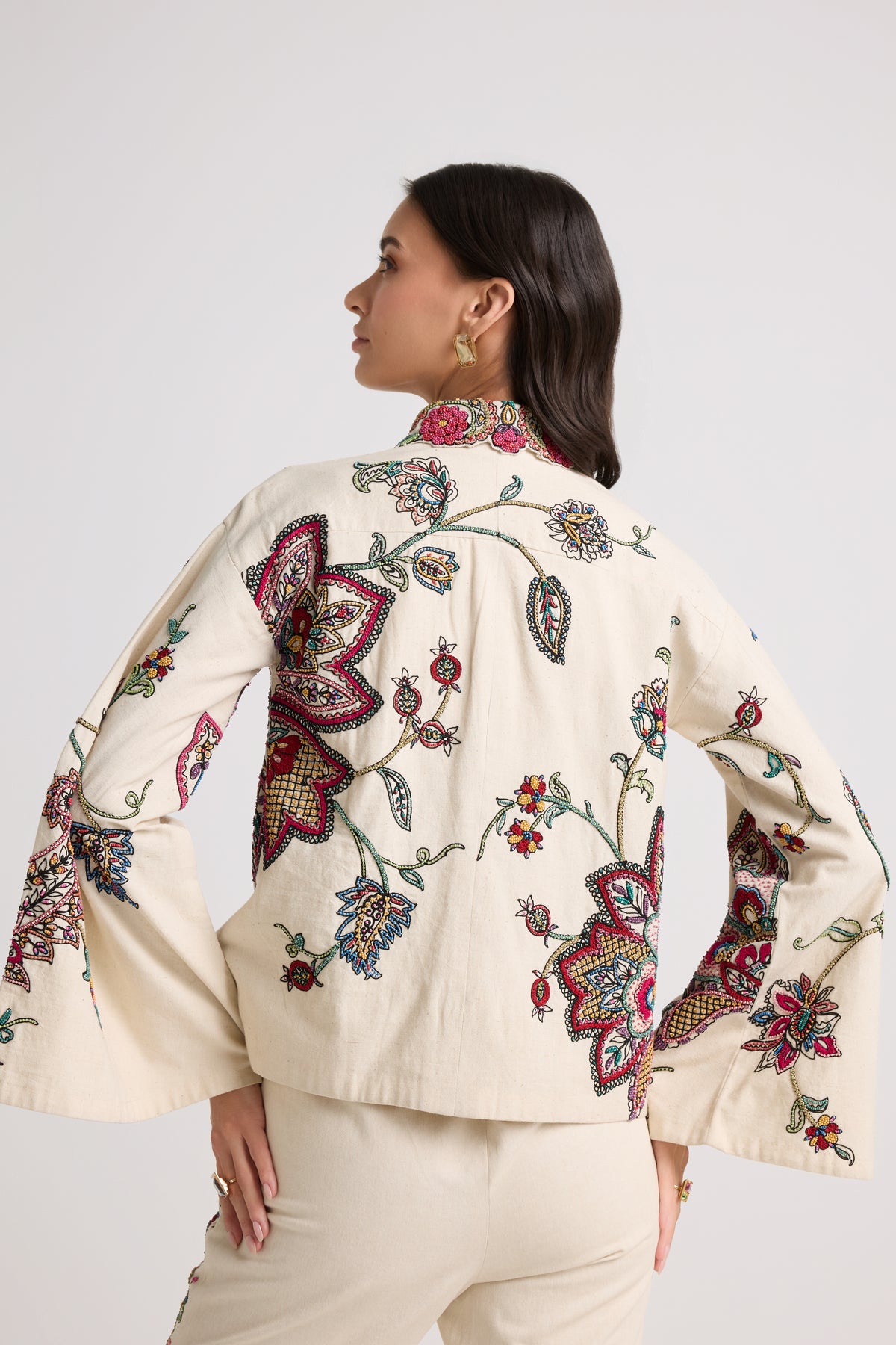 Ivory Contrast Floral Cordwork Jacket