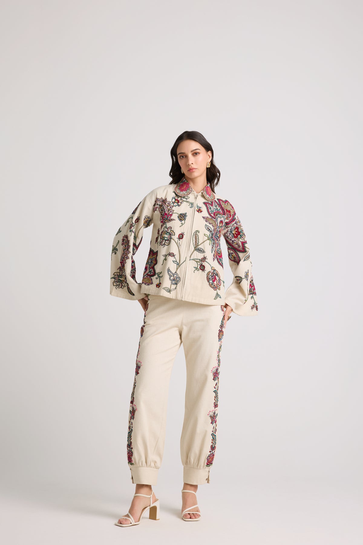 Ivory Contrast Floral Cordwork Jacket