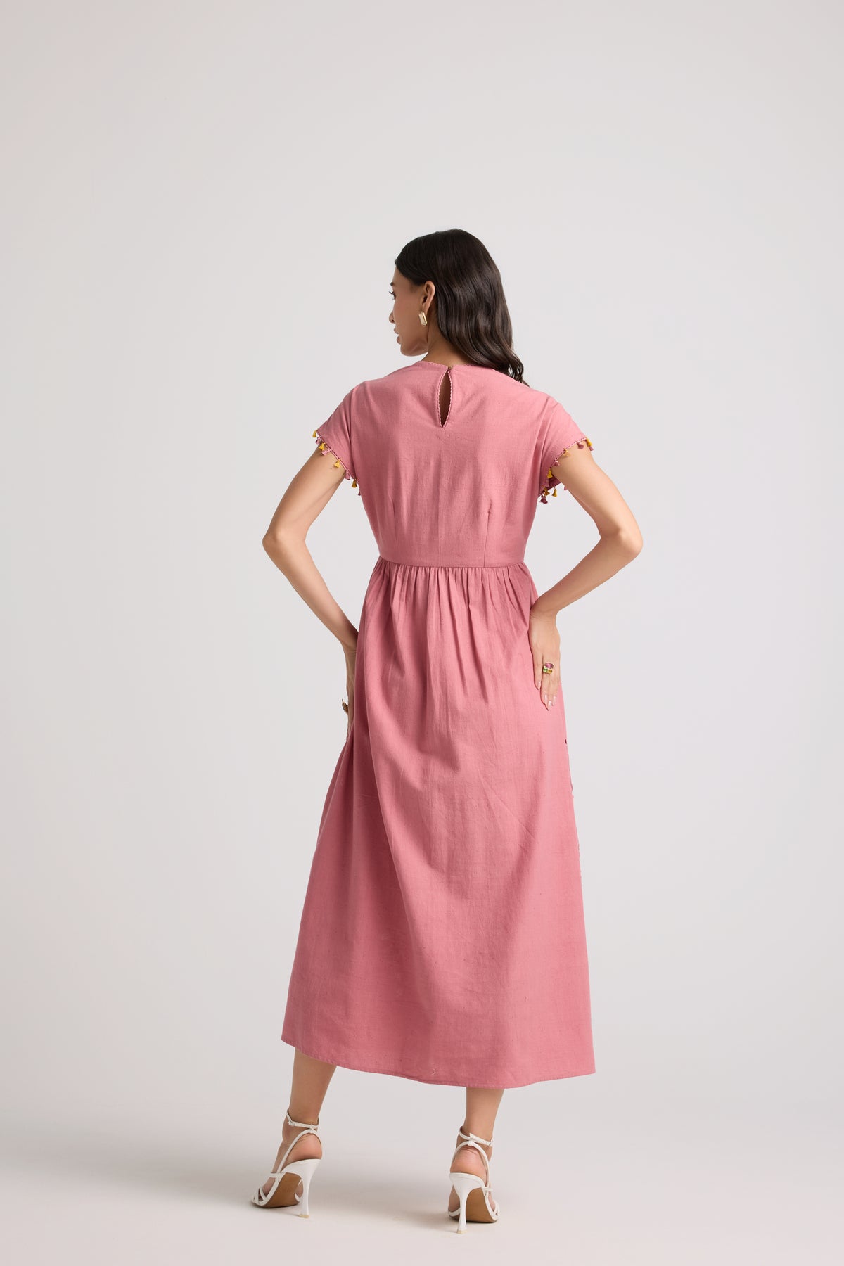 Blush Floral Applique Midi Dress