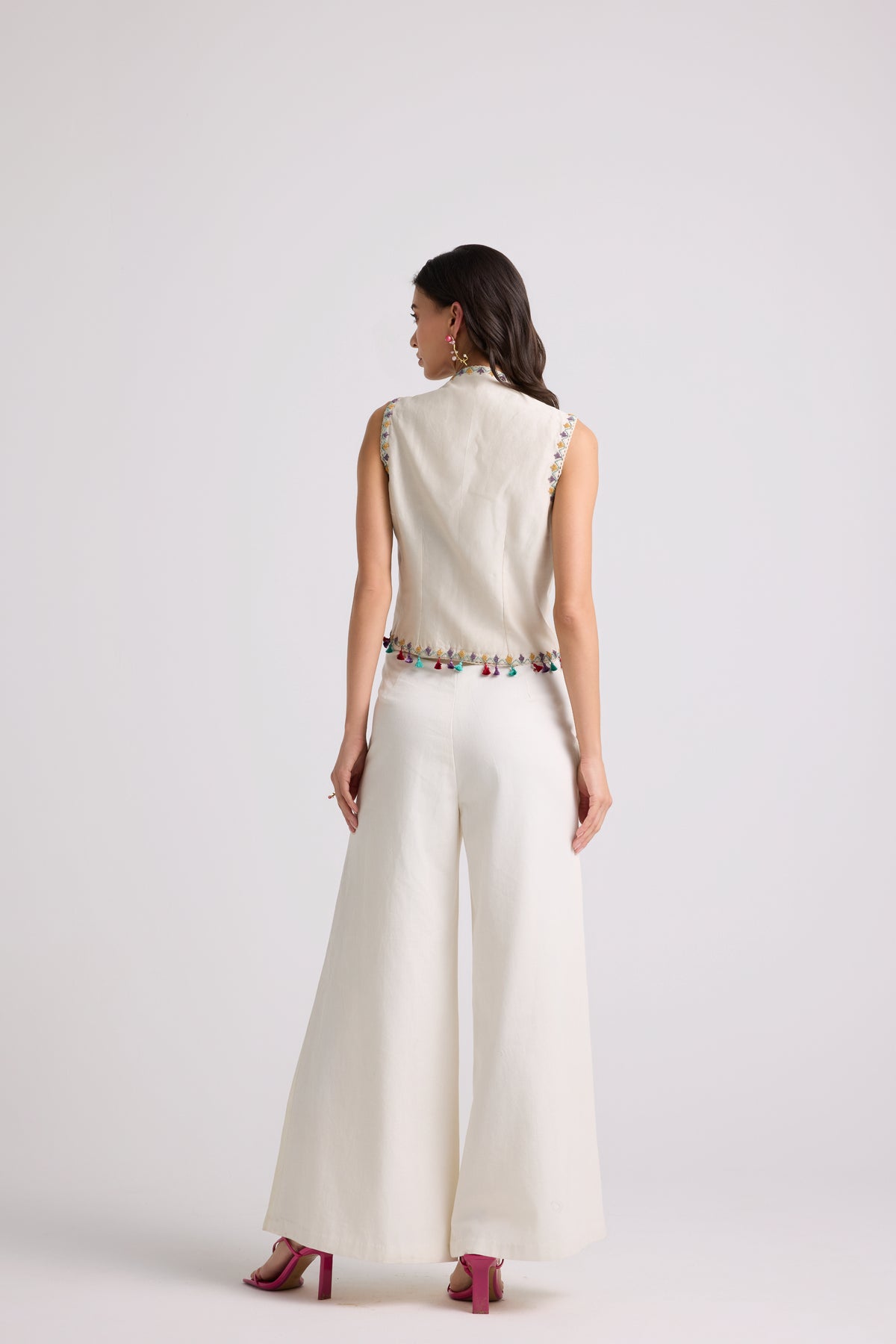 Ivory Applique Beaded Waistcoat