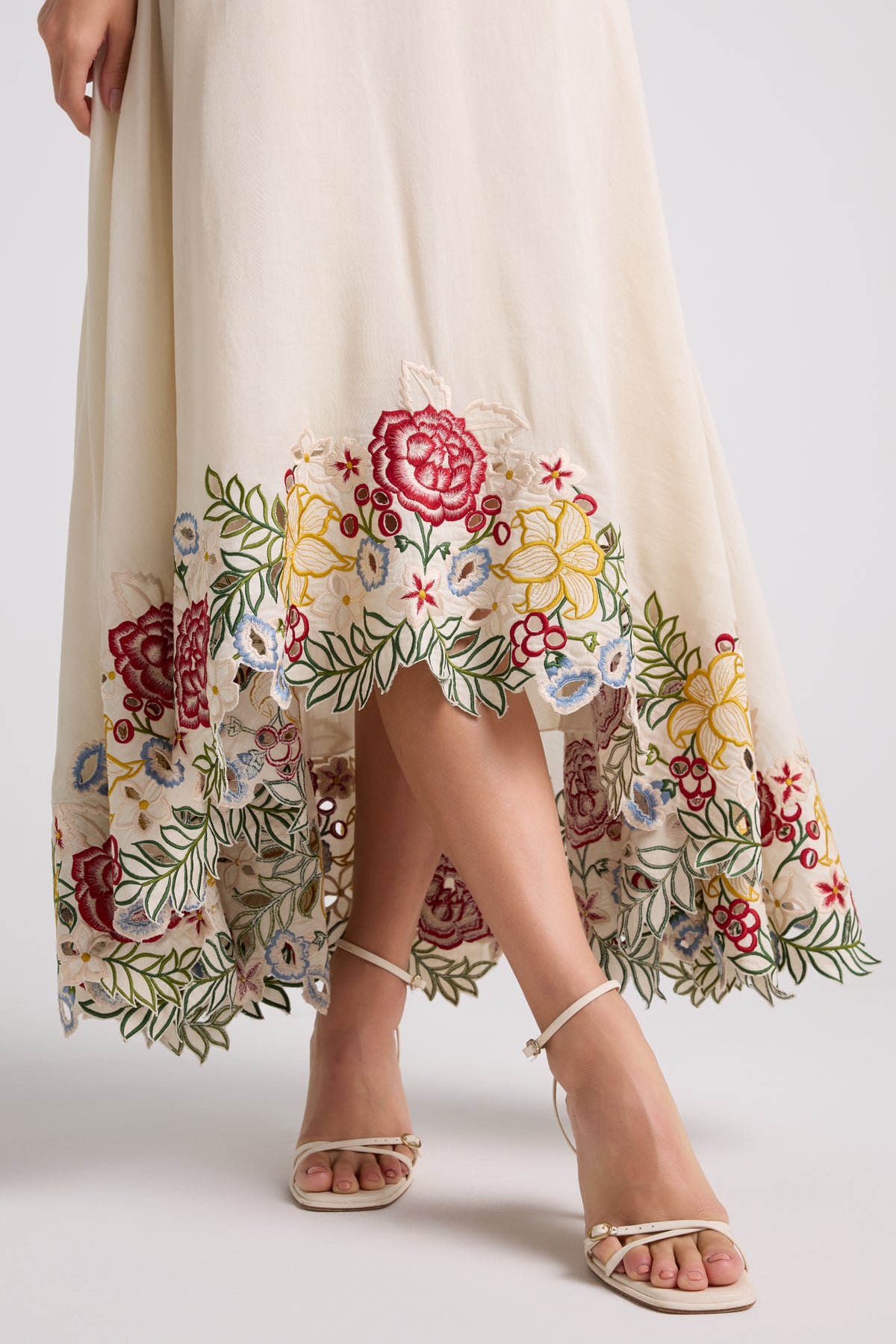 Ivory 3d Floral Applique Dress