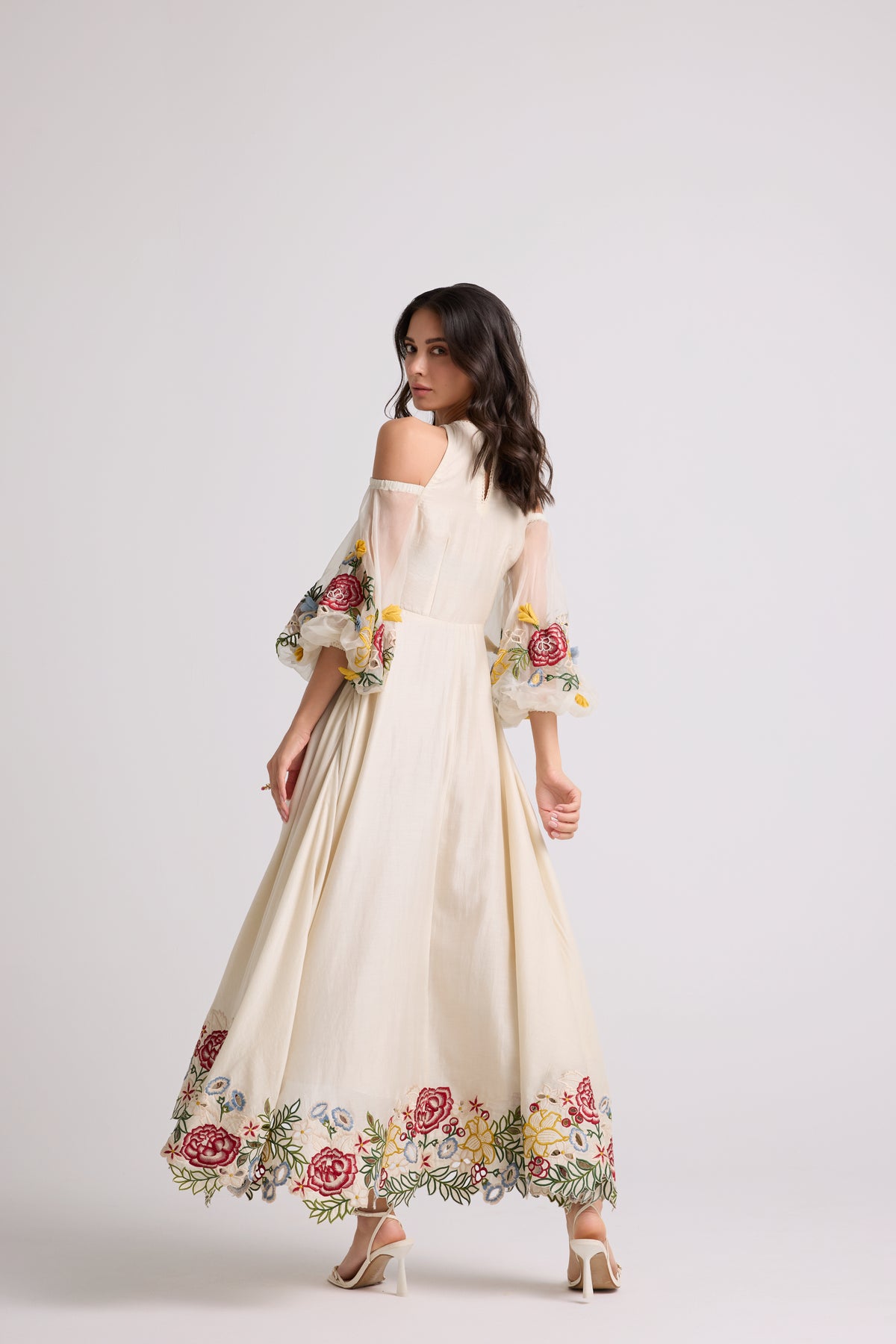 Ivory 3d Floral Applique Dress