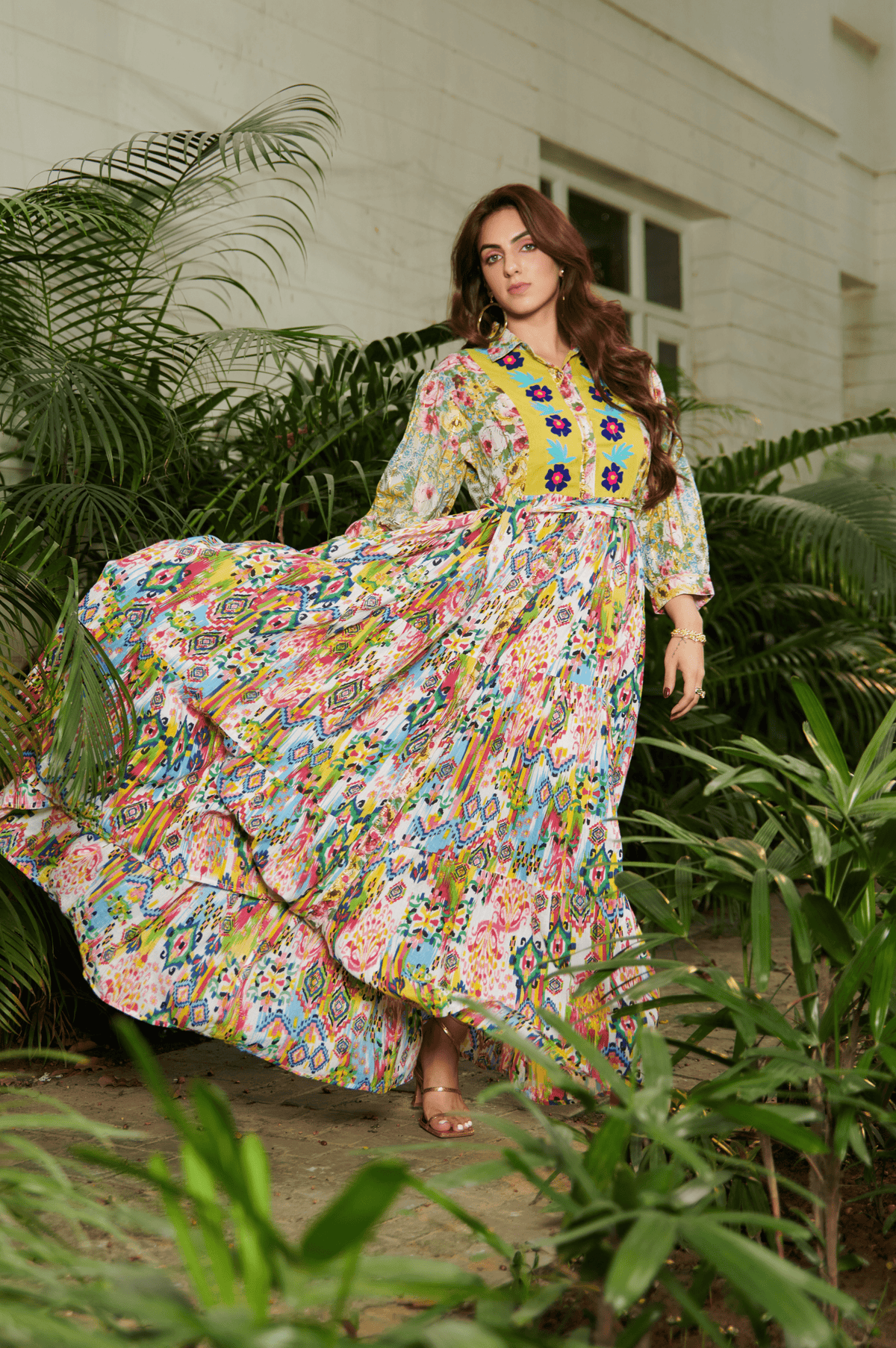 Multicolor Printed Floral Maxi Dress