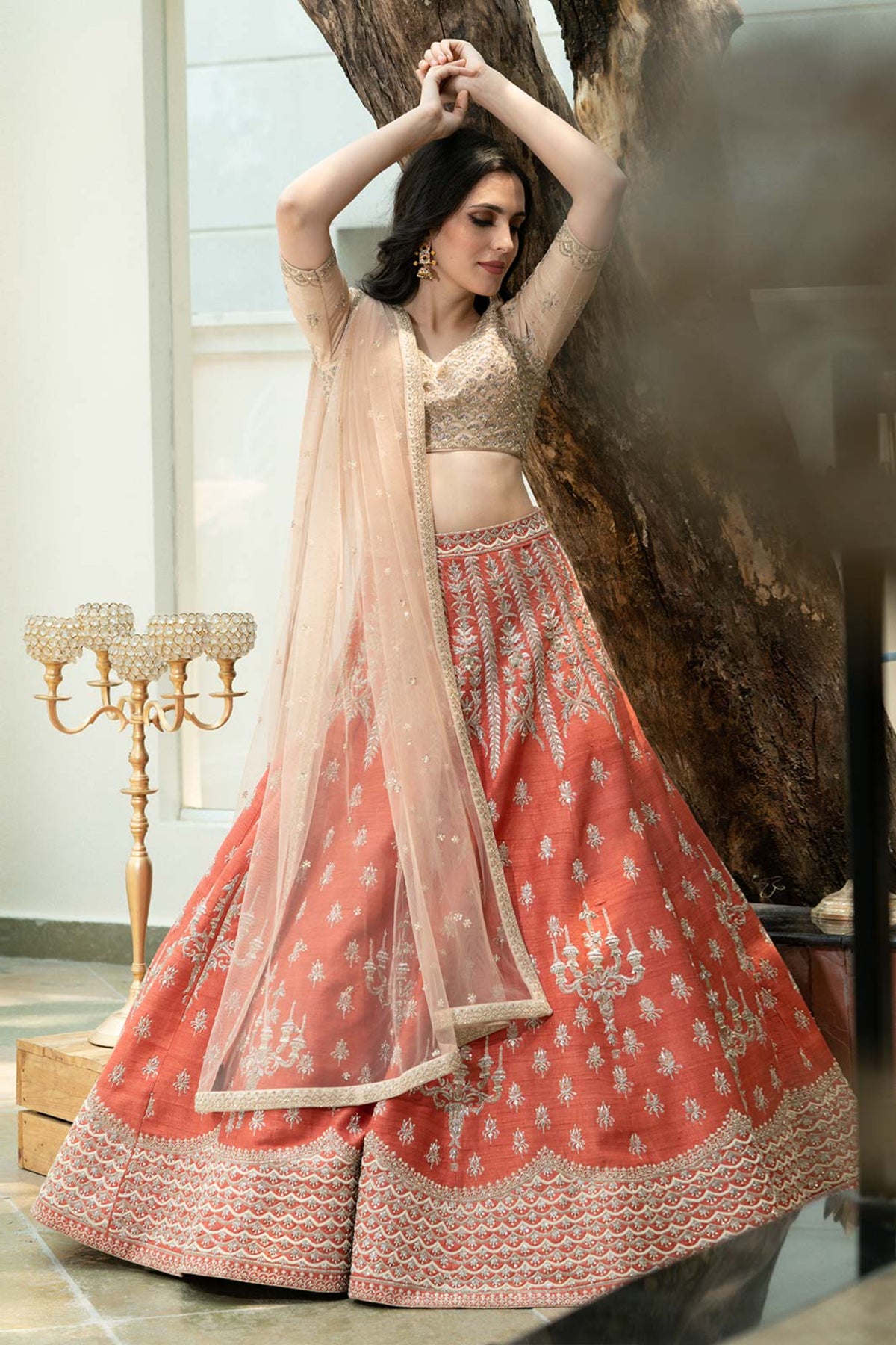 Art nouveau rust lehenga set
