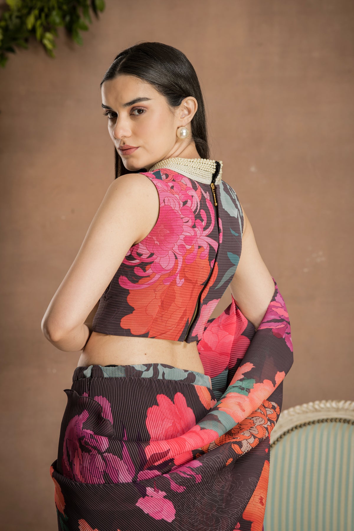 Pre Draped Dark Chocolate Saree
