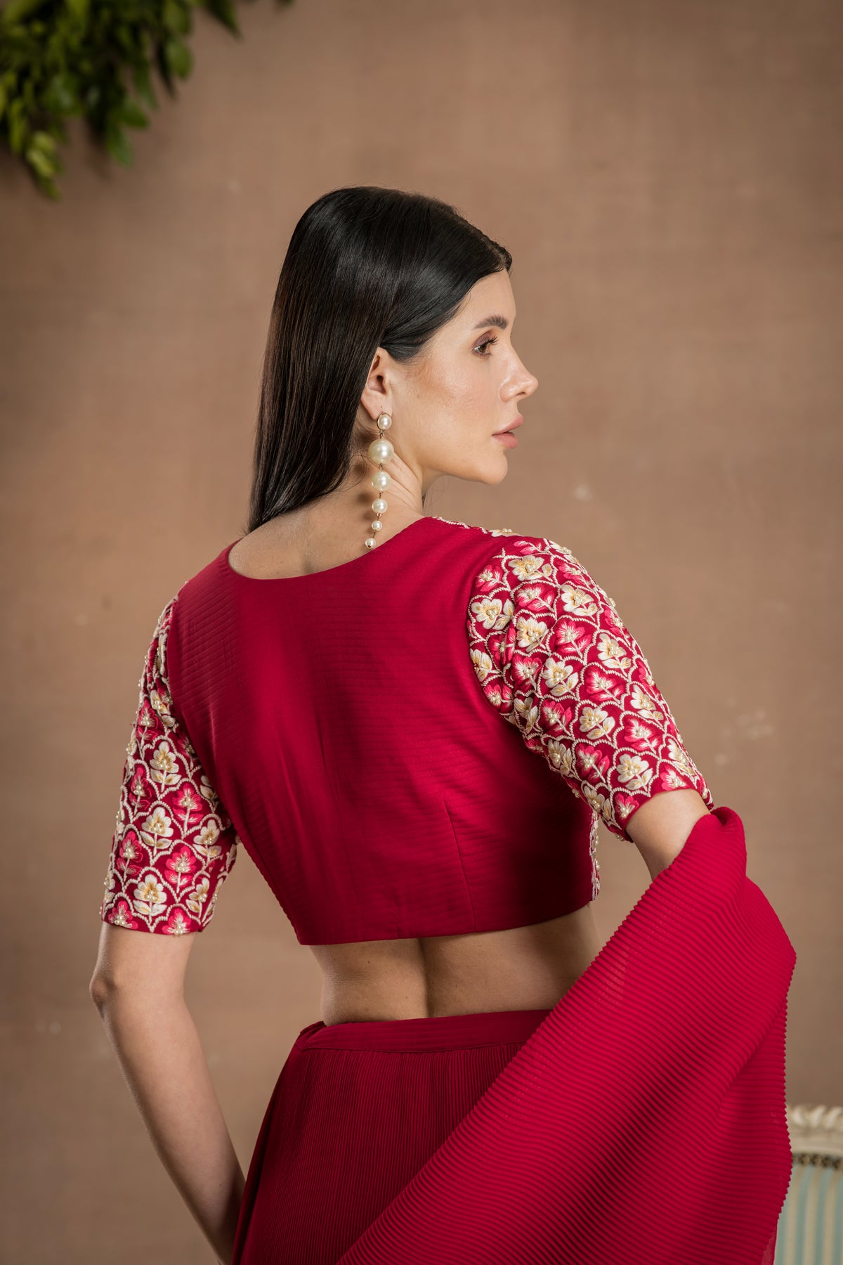 Pre Draped Ruby Red Saree