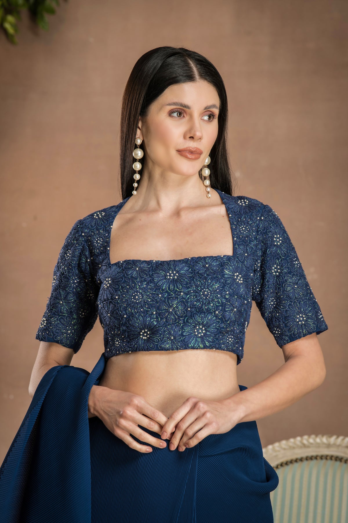 Pre Draped Mid Night Blue Saree