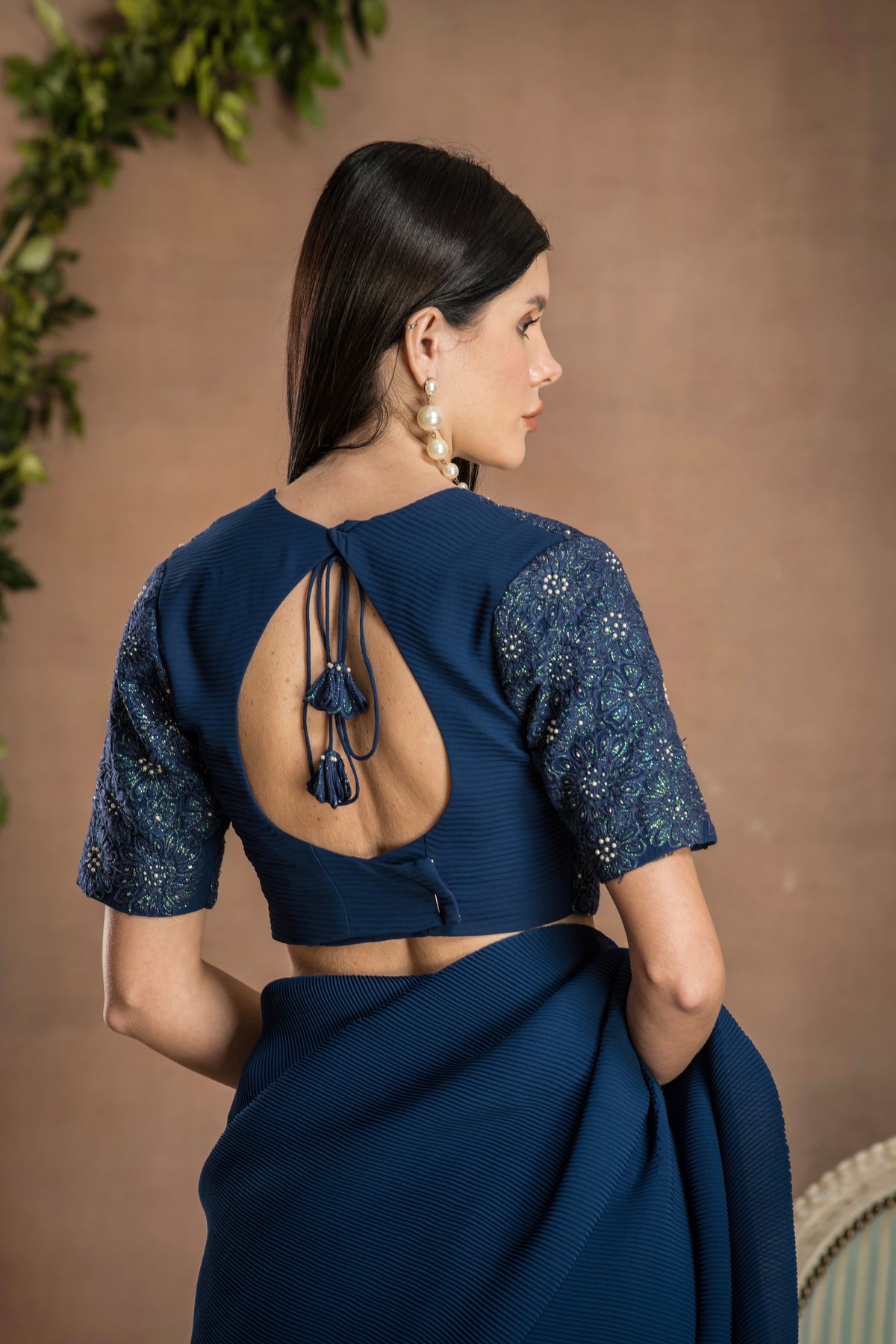 Pre Draped Mid Night Blue Saree