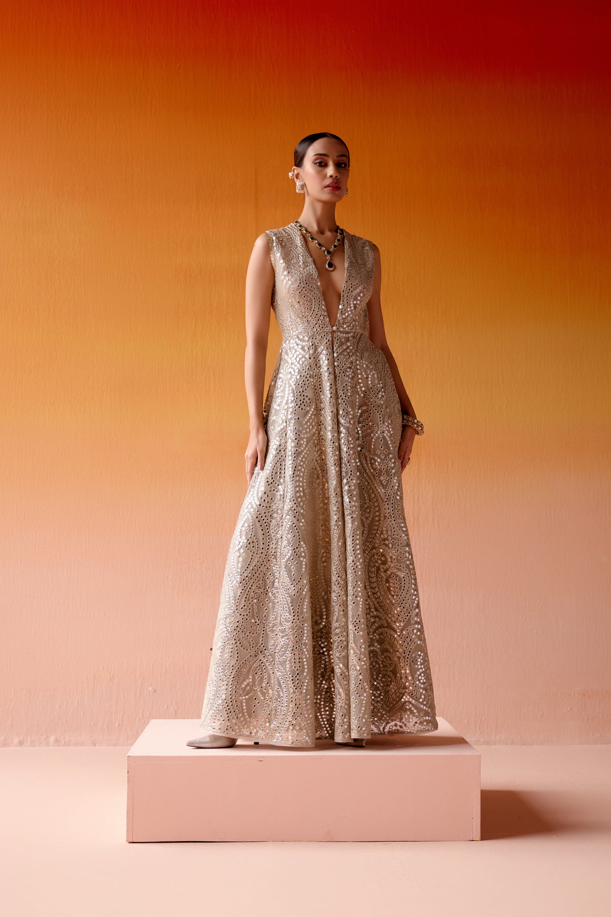 Silver Brocade Pants