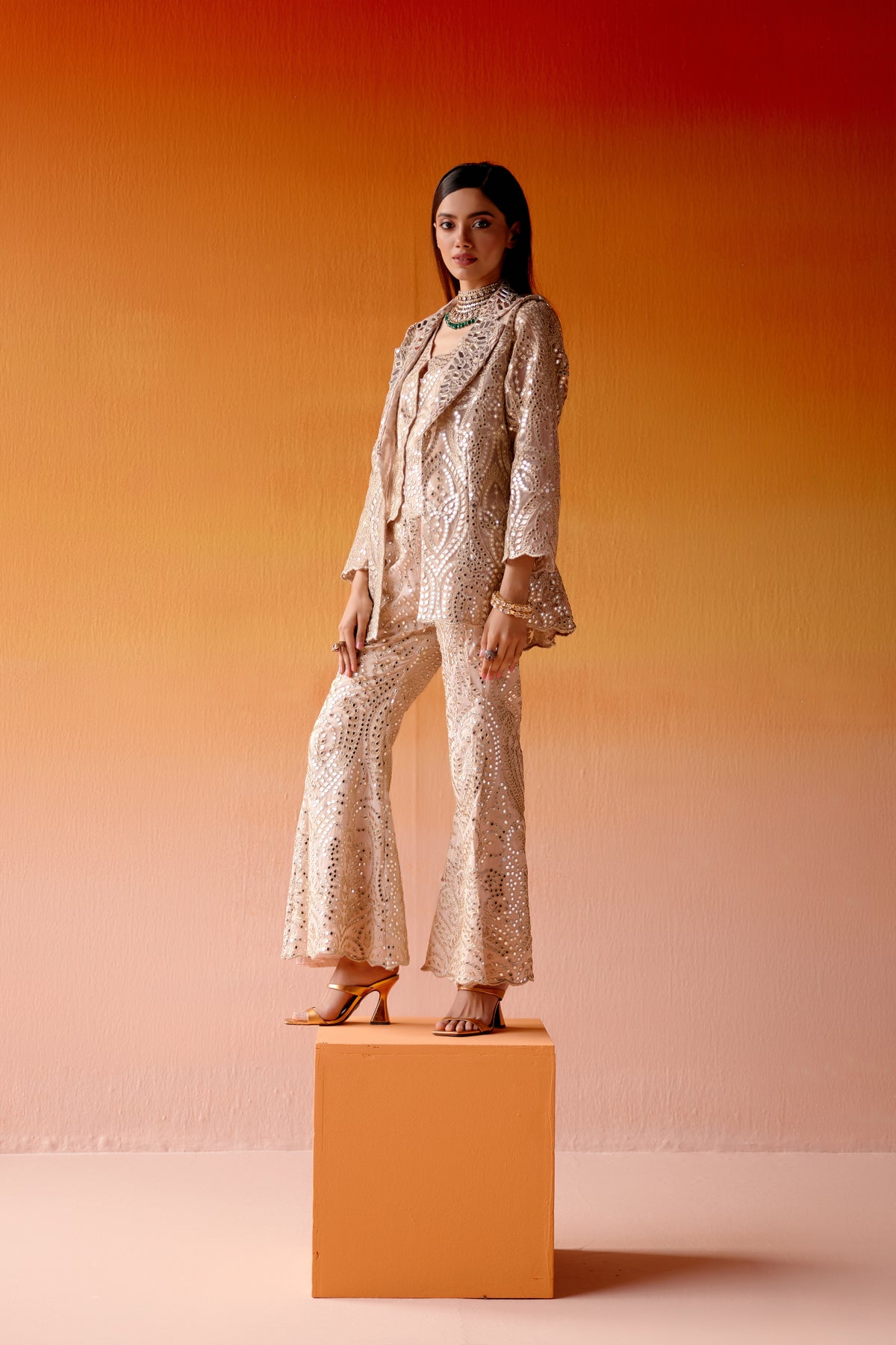 Mirror Work Scallop Jacket