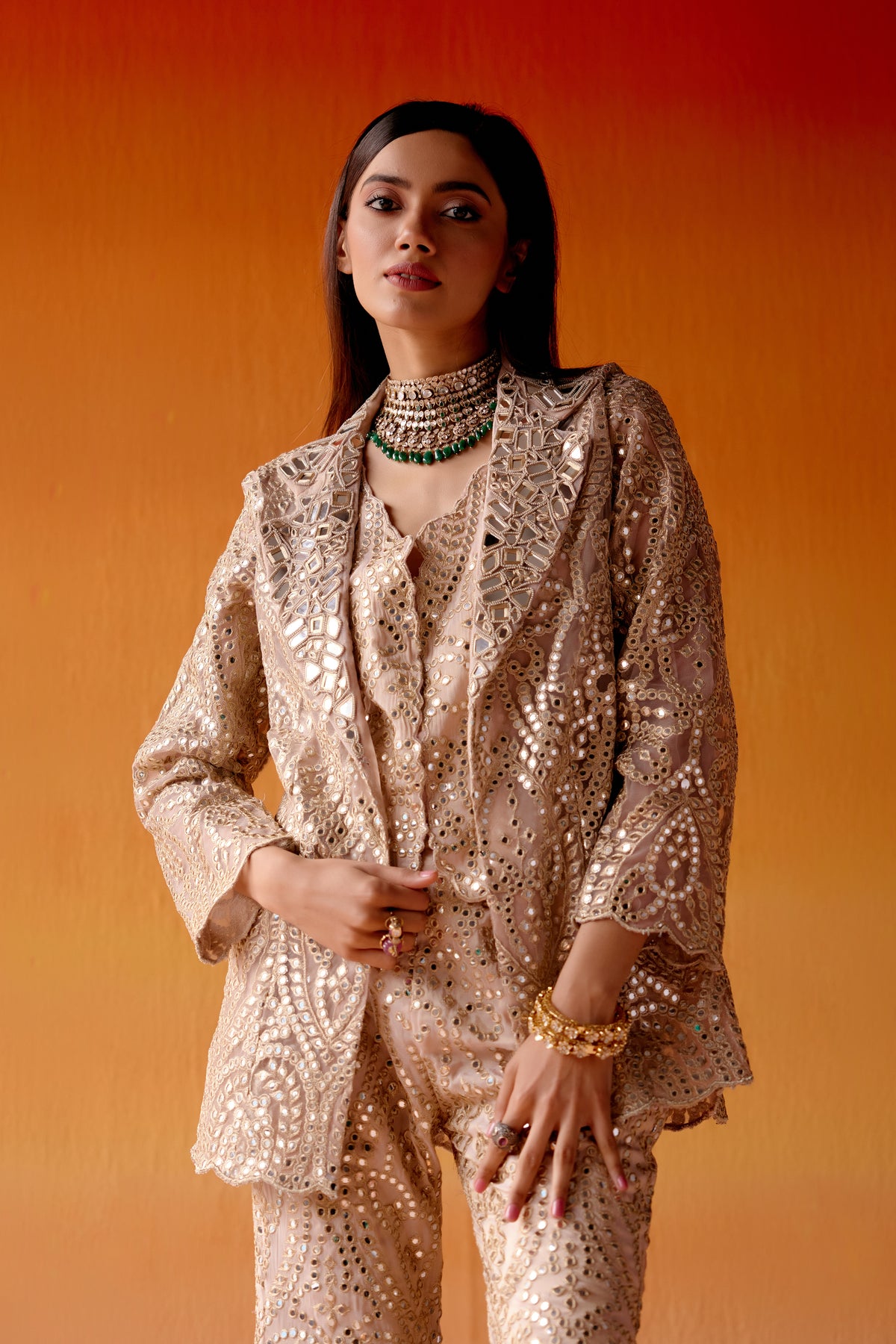 Mirror Work Scallop Jacket