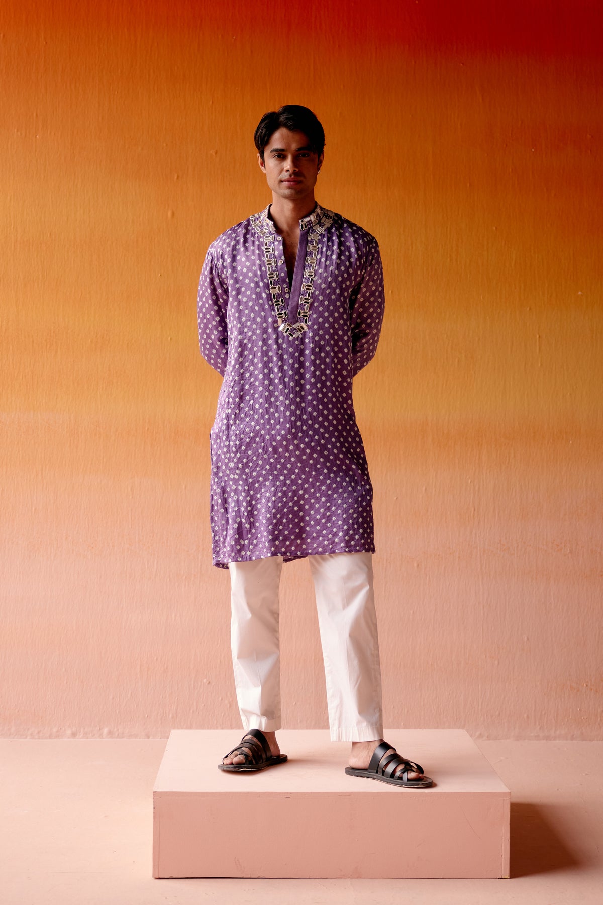 Purple Bandhani Kurta Set