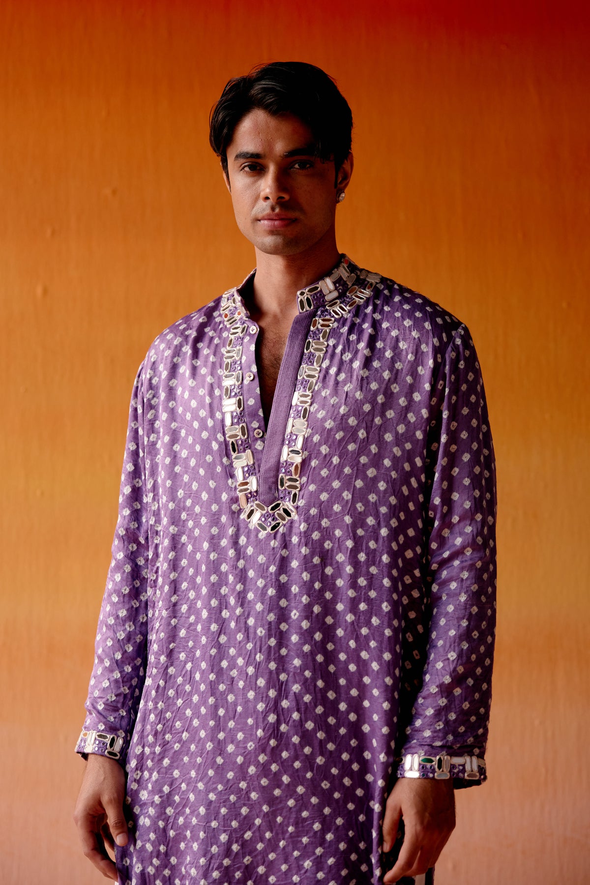 Purple Bandhani Kurta Set