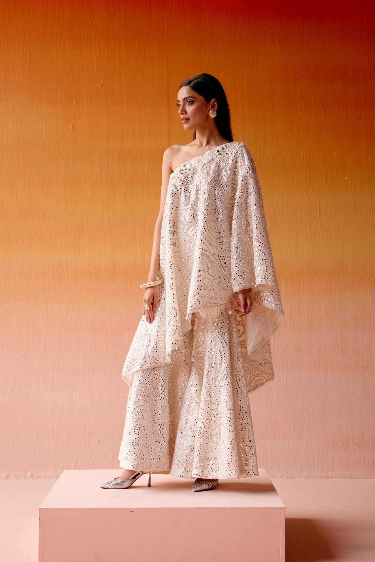 White Floral Sharara