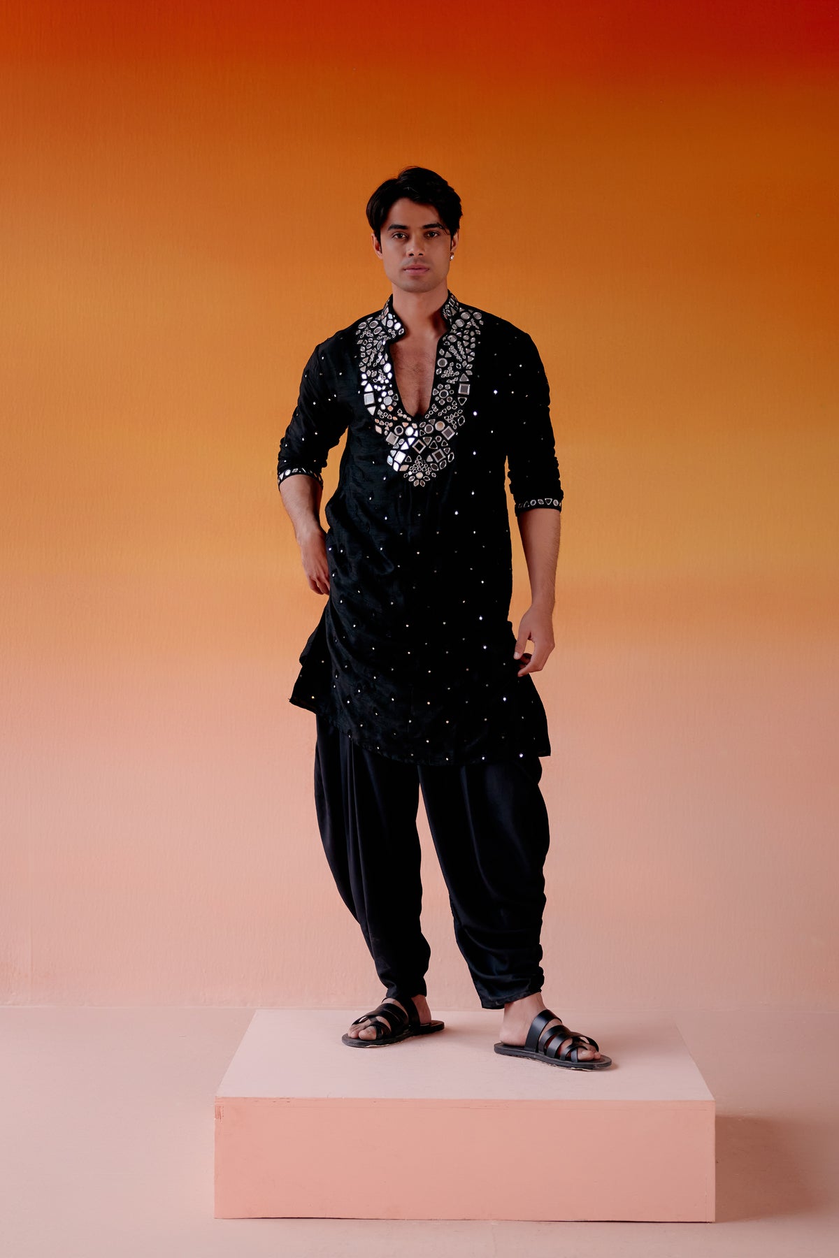 Black Afghani Kurta Set